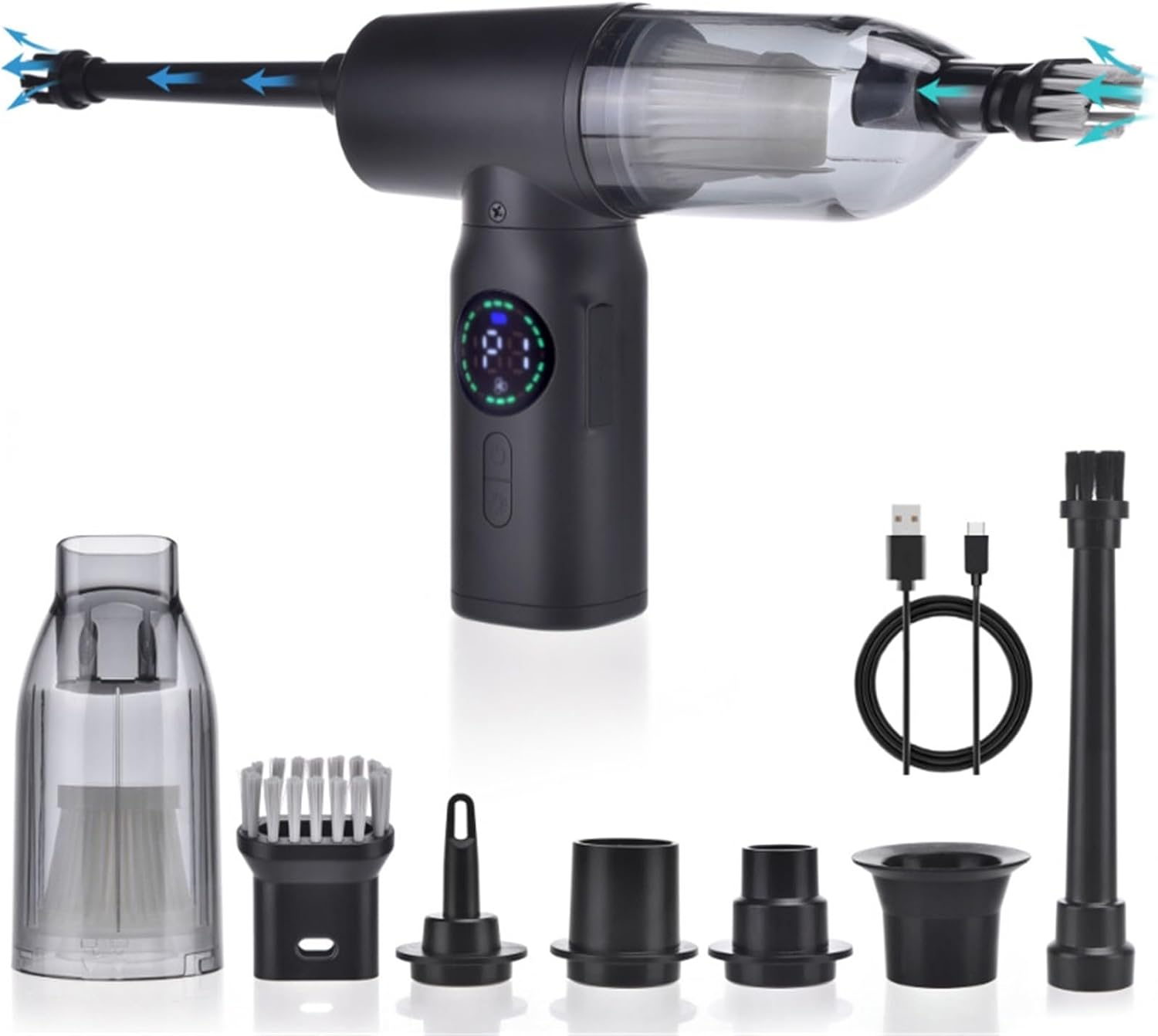 Souffleur d'air et aspirateur portable 2 en 1, souffleur à air comprimé sans fil 7500 mAh for le nettoyage du clavier de l'ordinateur