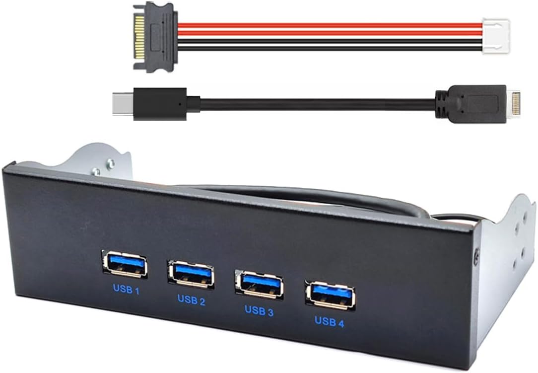 CY Hub USB 3.1 Type-A et Type-C 10 Gbit/s, 4 Ports, Panneau Avant vers Carte mère, câble de Connexion Type-E 10 Gbit/s pour Plateau de Lecteur CD-ROM 5,25"