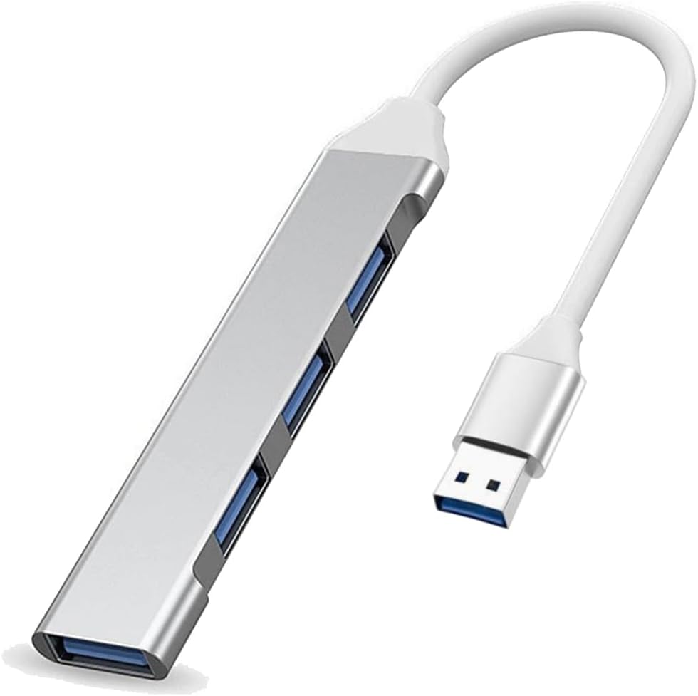 Hub USB 3.0 4-en-1 Avec 1 Port 3.0 et 3 Ports 2.0 Compatible MacBook Pro, Windows Laptops et Autres Appareils - Argenté