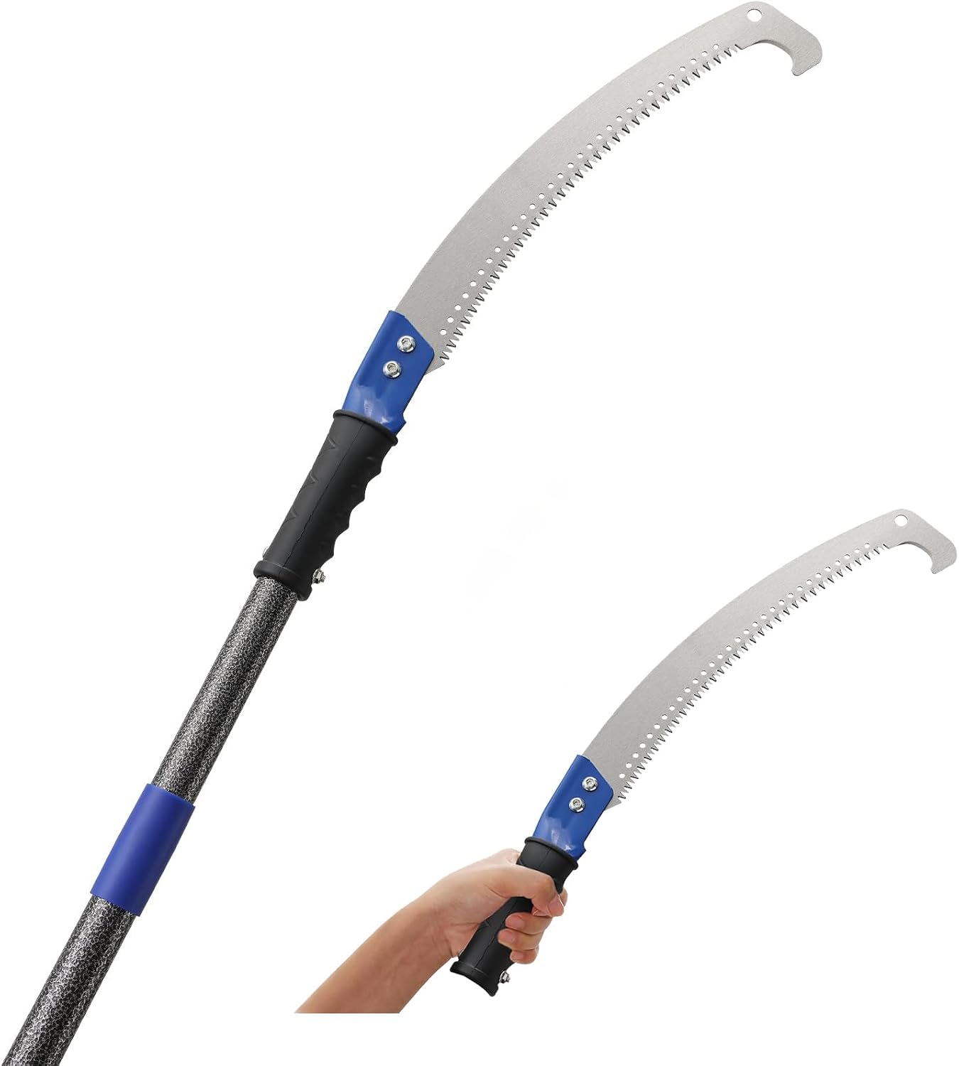 Scie à élaguer bleue, coupe-branches à longue portée avec lame de rasoir de 3,05 m, sans échelle, tailleur de branches en acier inoxydable antirouille pour palmiers, jardin, foresterie, pelouse