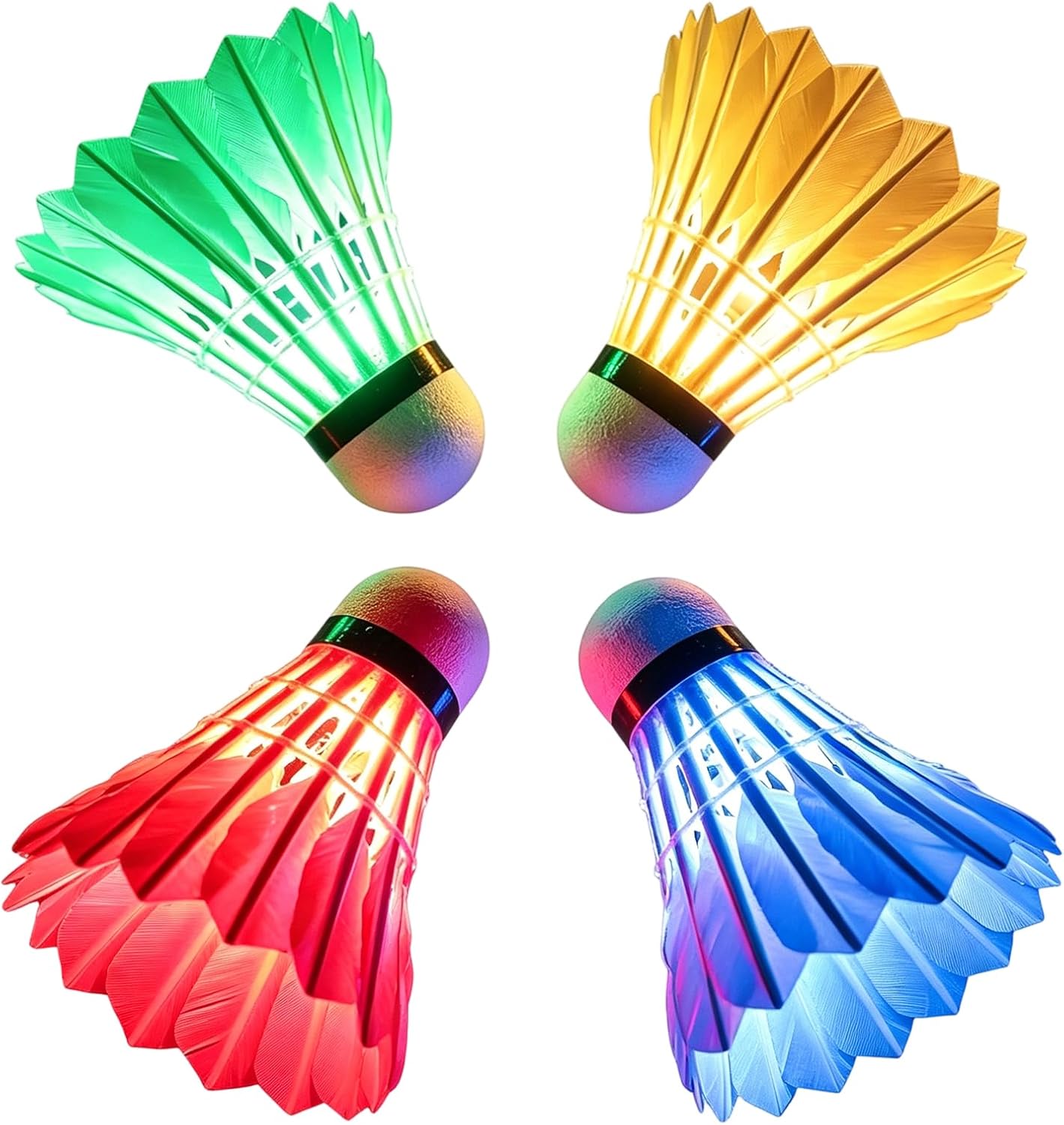 4 Pièces LED Volant de Badminton Nuit Noire Lueur Birdies Eclairage pour Les Activités Sportives Intérieur et Extérieur