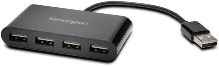 Kensington Hub 4 Ports USB 3.0, Transfert des Données jusqu'à 5 Gbit/s - Installation Plug & Play, Compatible avec HP, Dell, Windows et Macbook