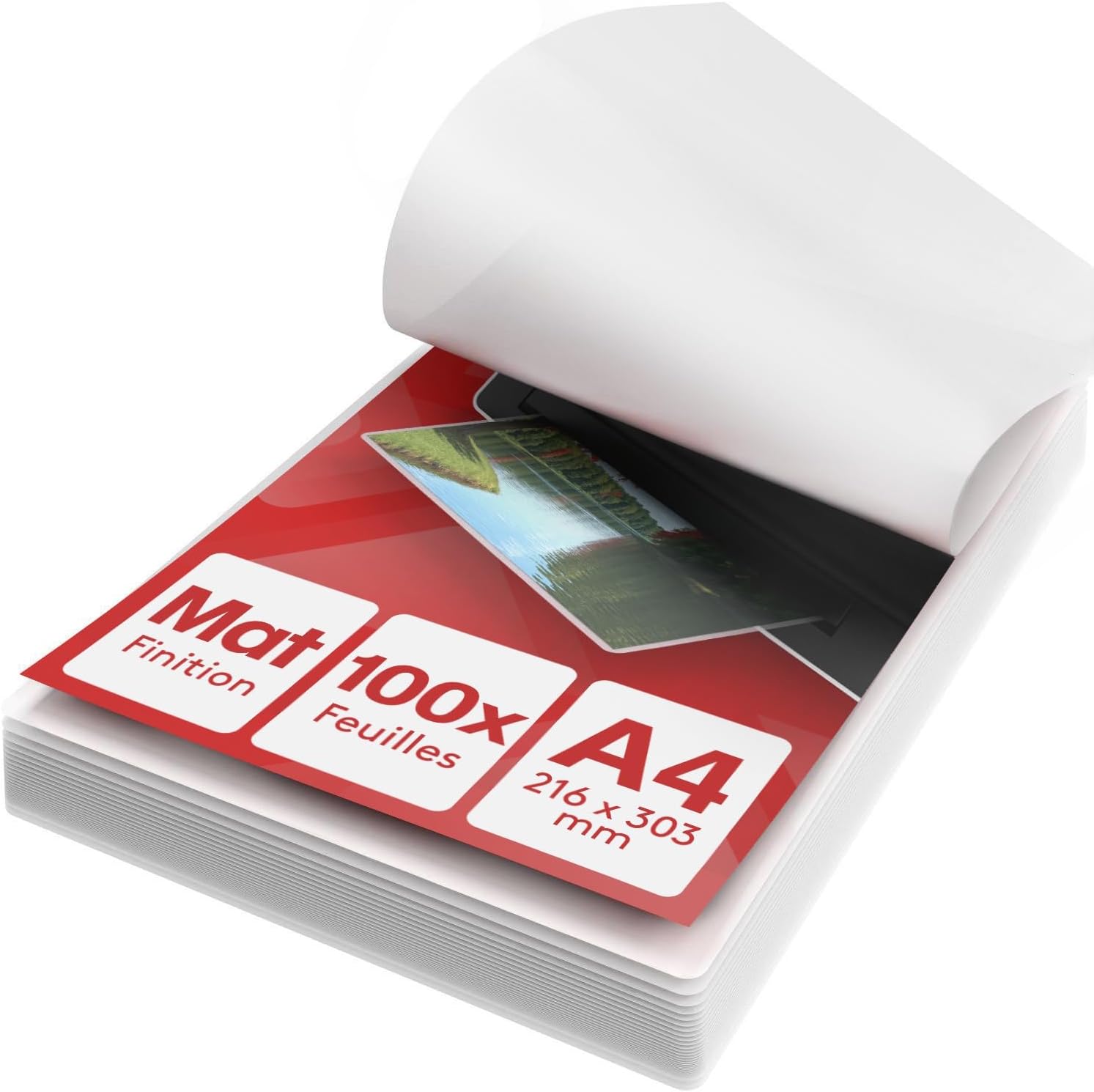 ACROPAQ Feuille plastifieuse A4 mat - Pack de 100 pochettes de plastification, 100 micron, Anti-reflets, Finition mate, Anti-traces de doigts, Coins arrondis - Pochettes de plastification A4 Mat