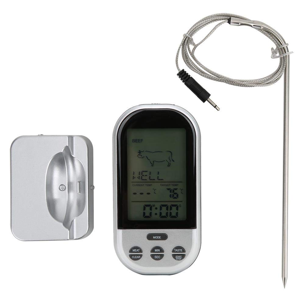 Thermomètre sans fil pour barbecue Thermomètre alimentaire avec sonde pour la cuisson de la viande Fonction de synchronisation pratique Accessoires de cuisine