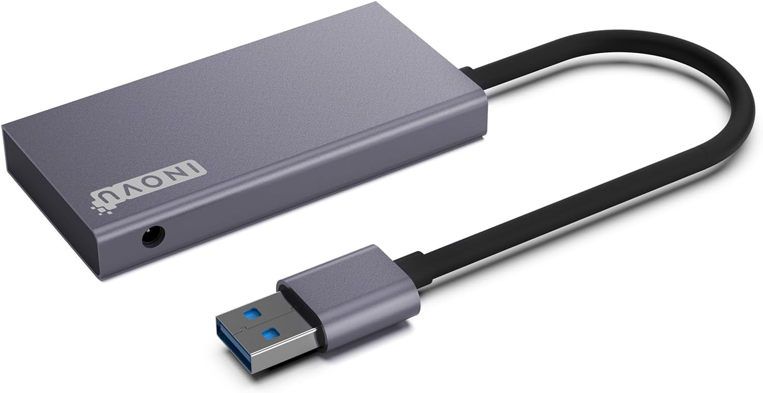INOVU INHUB4ACP - Hub USB 3.0 4 Ports & Alimentation 5V/2A avec Cordon 1.2 m - Câble : 18cm - Adaptateur USB-A/USB-C