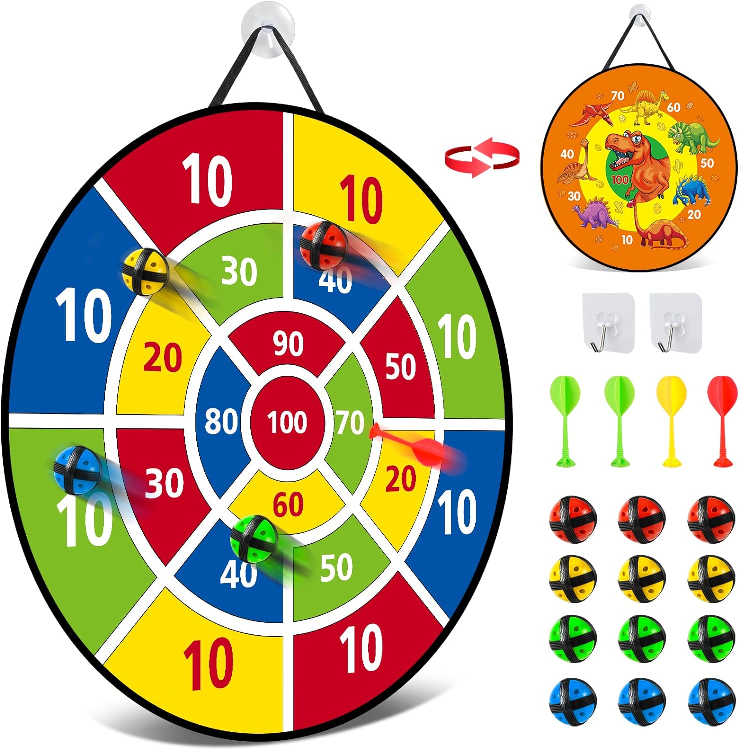 Kiztoys 66 cm Jeux de Fléchettes Double Face pour Enfants, Pliable