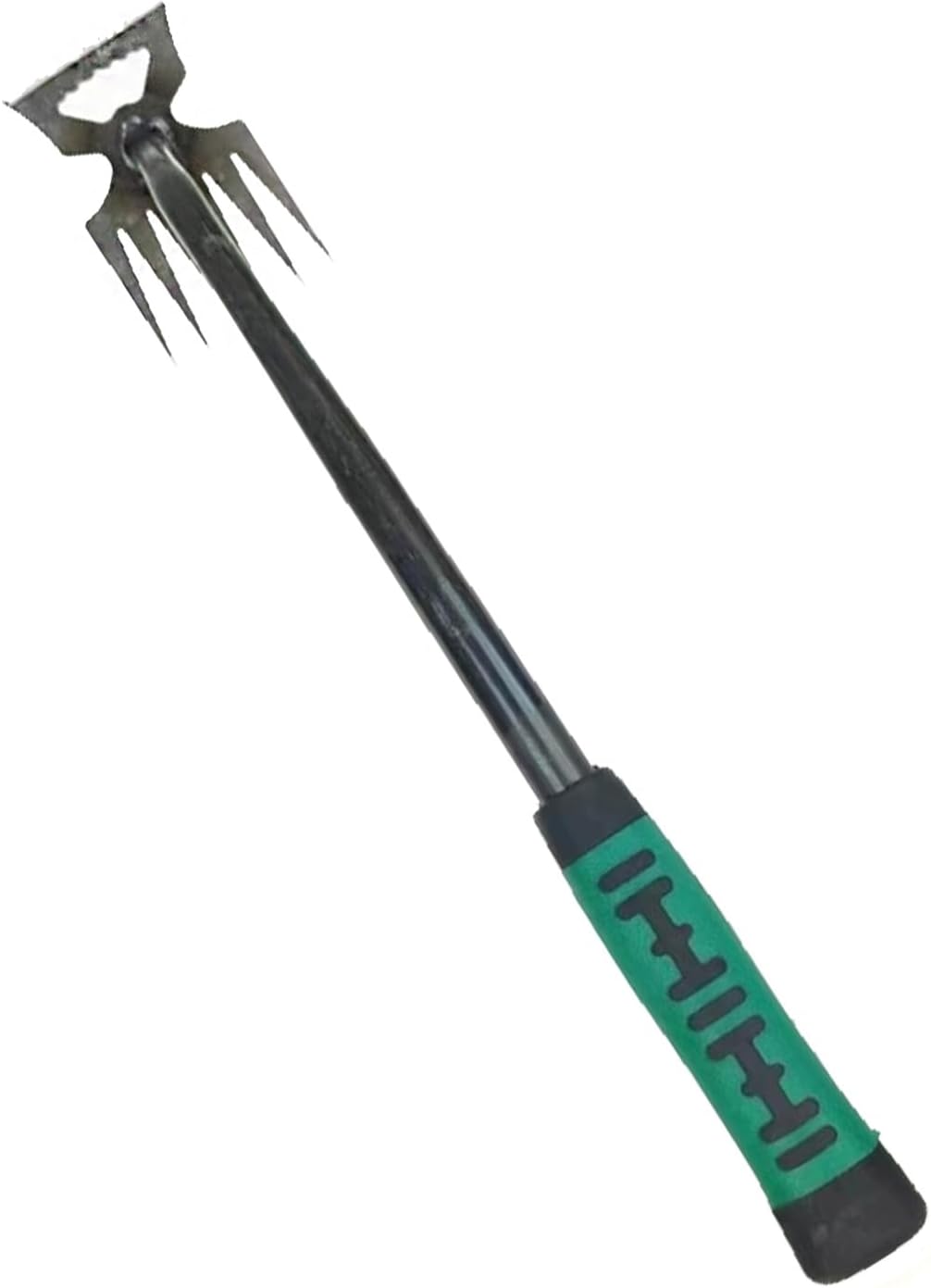 Désherbeur manuel à 6 dents en acier inoxydable - Outil de jardinage 2 en 1 - Avec long manche - Pour le jardin, la pelouse, la cour