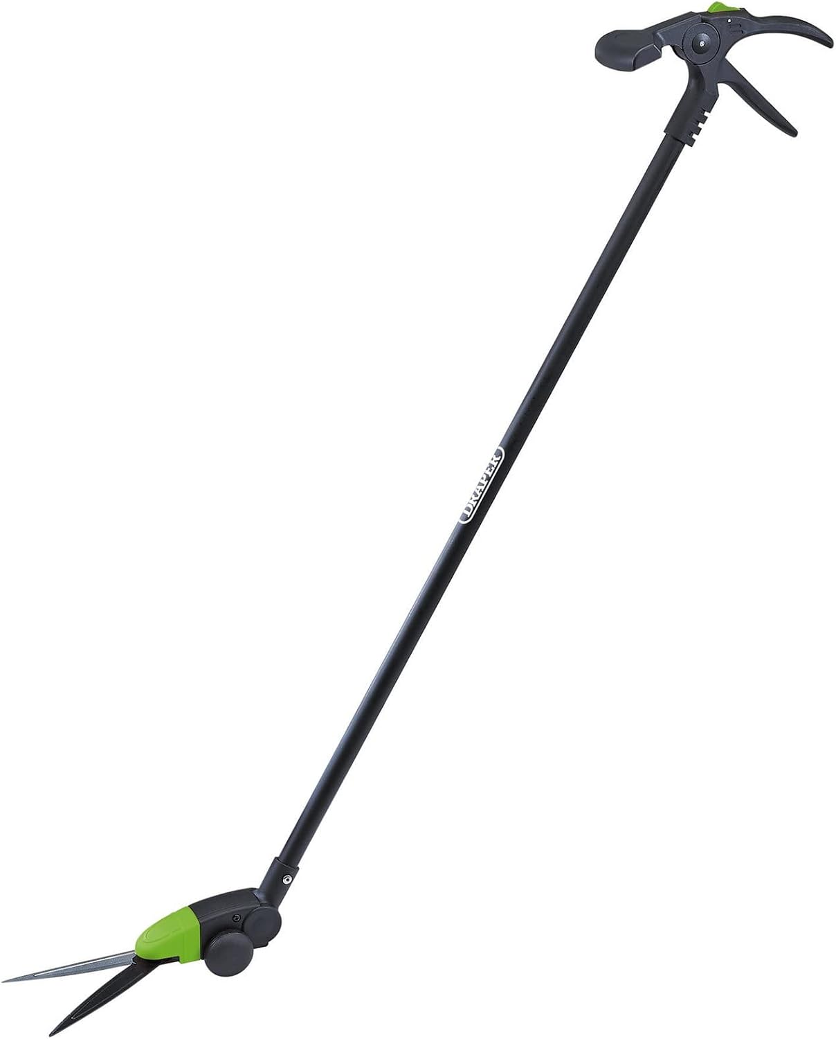 Draper Cisaille à gazon à manche long de 1,3 m | Tondeuse de jardinage avec roues | Lames de coupe d'herbe à 180 degrés | Outil manuel de jardin | 37795, Vert/Noir
