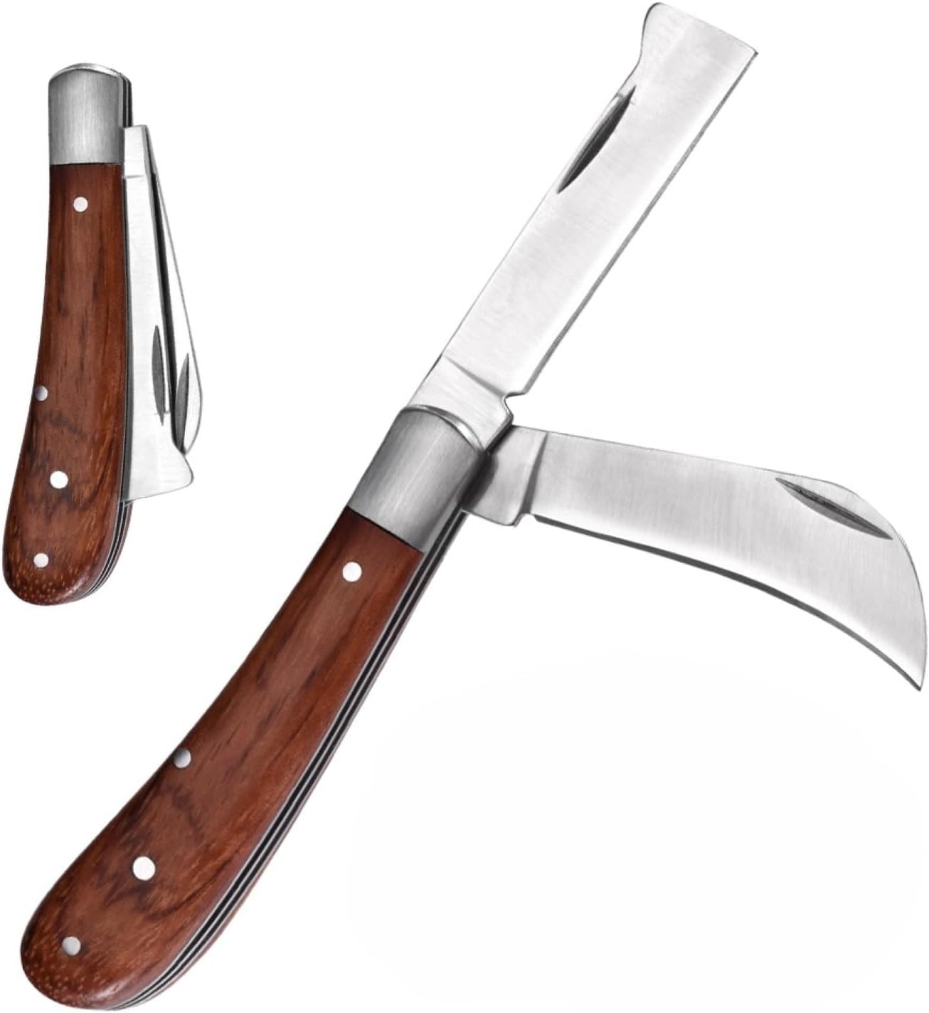 Couteau Serpette Jardin, Serpette Greffoir Pliante Lame Couteau Pliable Greffe D'élagage Double Tranchant en Acier Inoxydable Ciseaux d'arbre Semis Greffage Pliable de Jardin