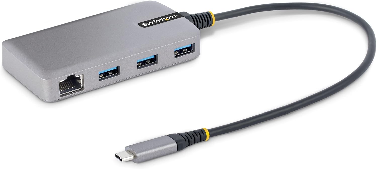 StarTech Hub USB-C 3 Ports, Gigabit Ethernet, 5Gbps, 3x USB-A, 30cm