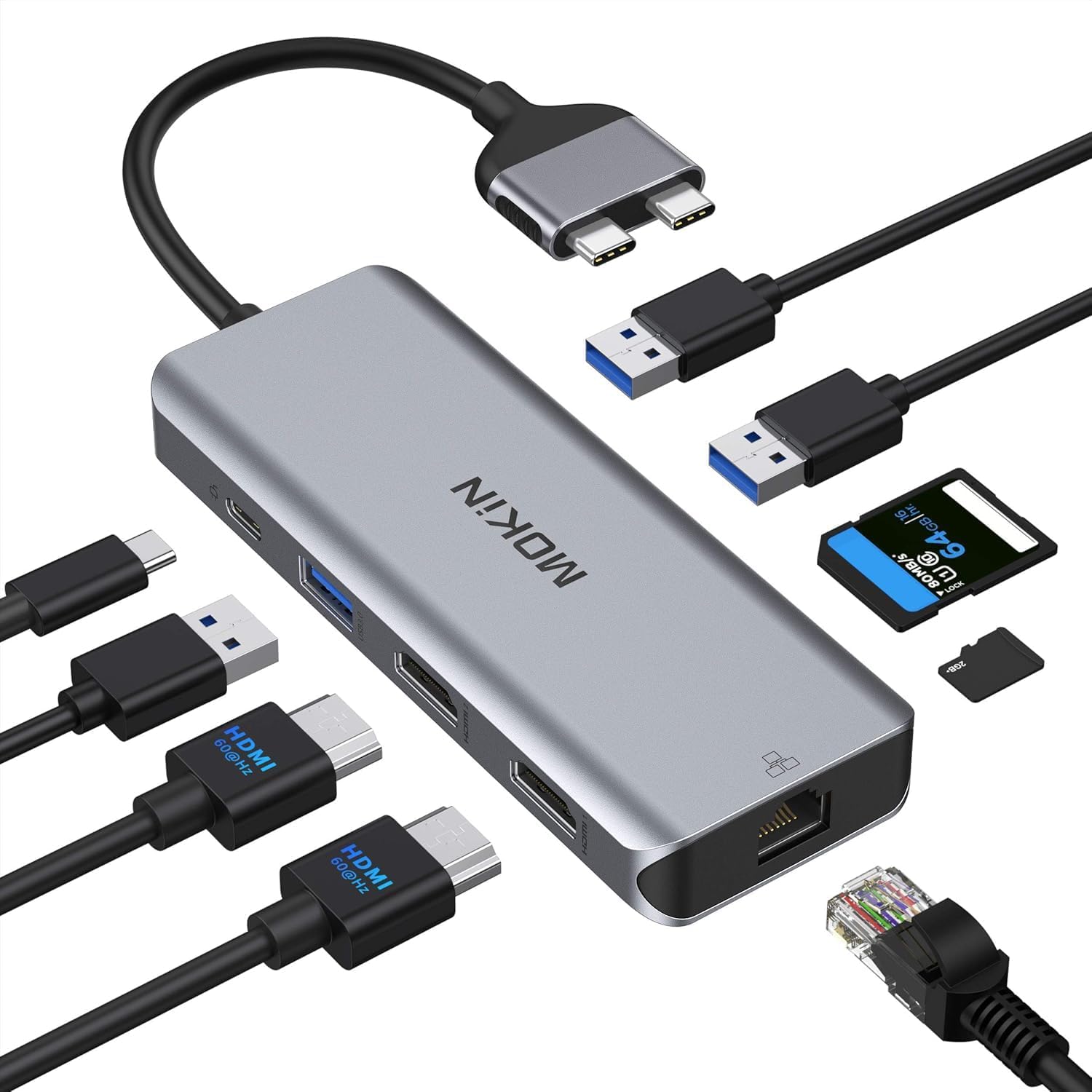 MOKiN Station d'accueil USB C Hub Adaptateur Mac pour MacBook Pro/Air