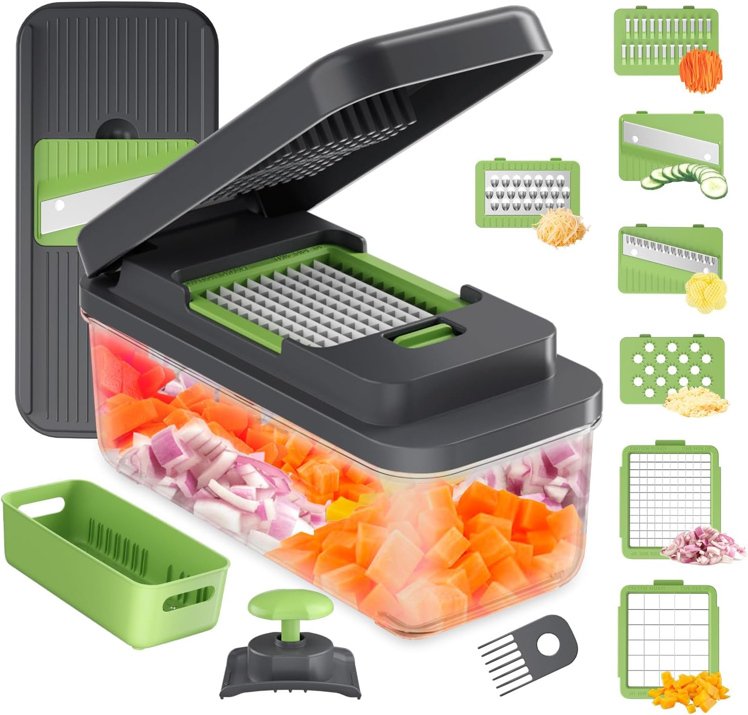 Ibergrif M524-7 Coupe Légumes, Mandoline 7 en 1 Multifonction