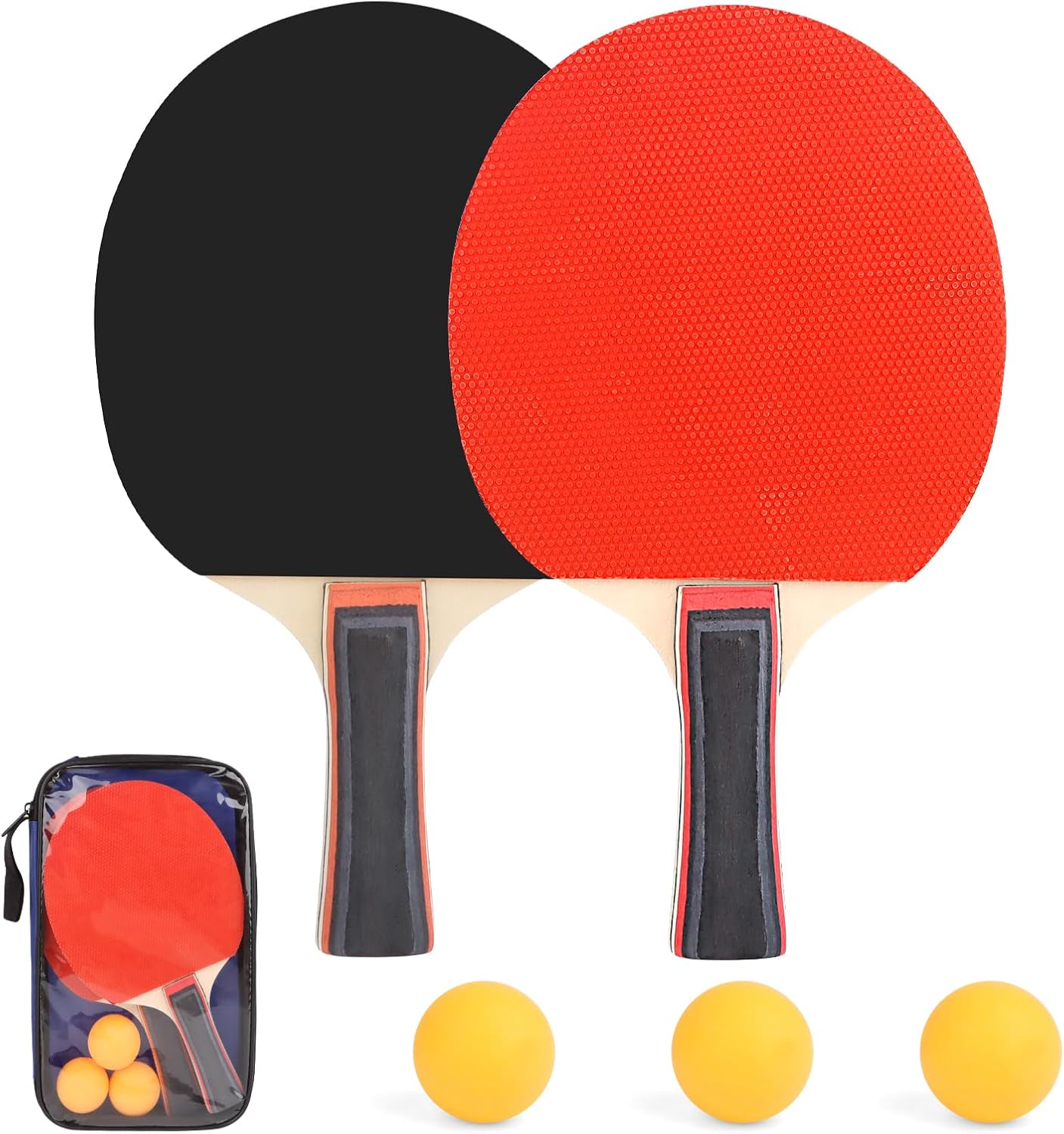 Ensemble de raquettes de tennis de table - 2 raquettes et 3 balles - Sac