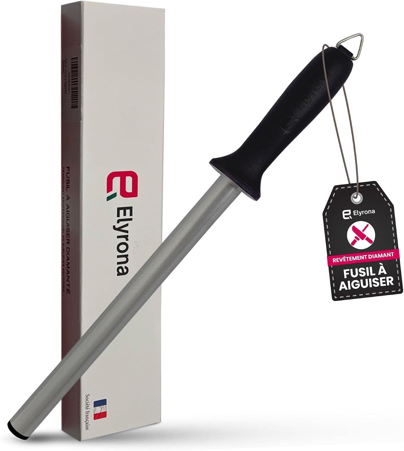 Fusil a aiguiser diamant professionnel 25 cm - aiguiseur couteaux pro - affuteur de couteaux plus efficace que pierre a aiguiser - fusil diamant compatible tous couteaux de cuisine