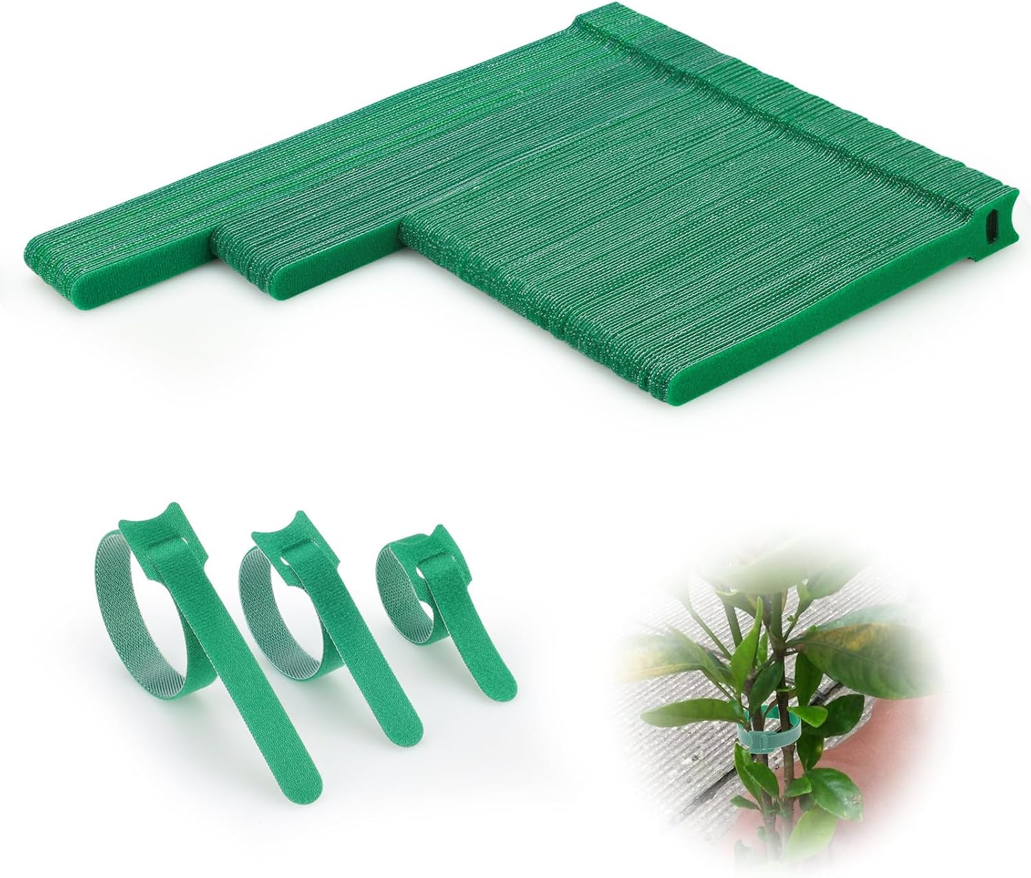 Lot de 150 attaches réutilisables pour plantes grimpantes en plein air, support de tomate, 1,2 cm de large, 15 + 20 + 25 cm