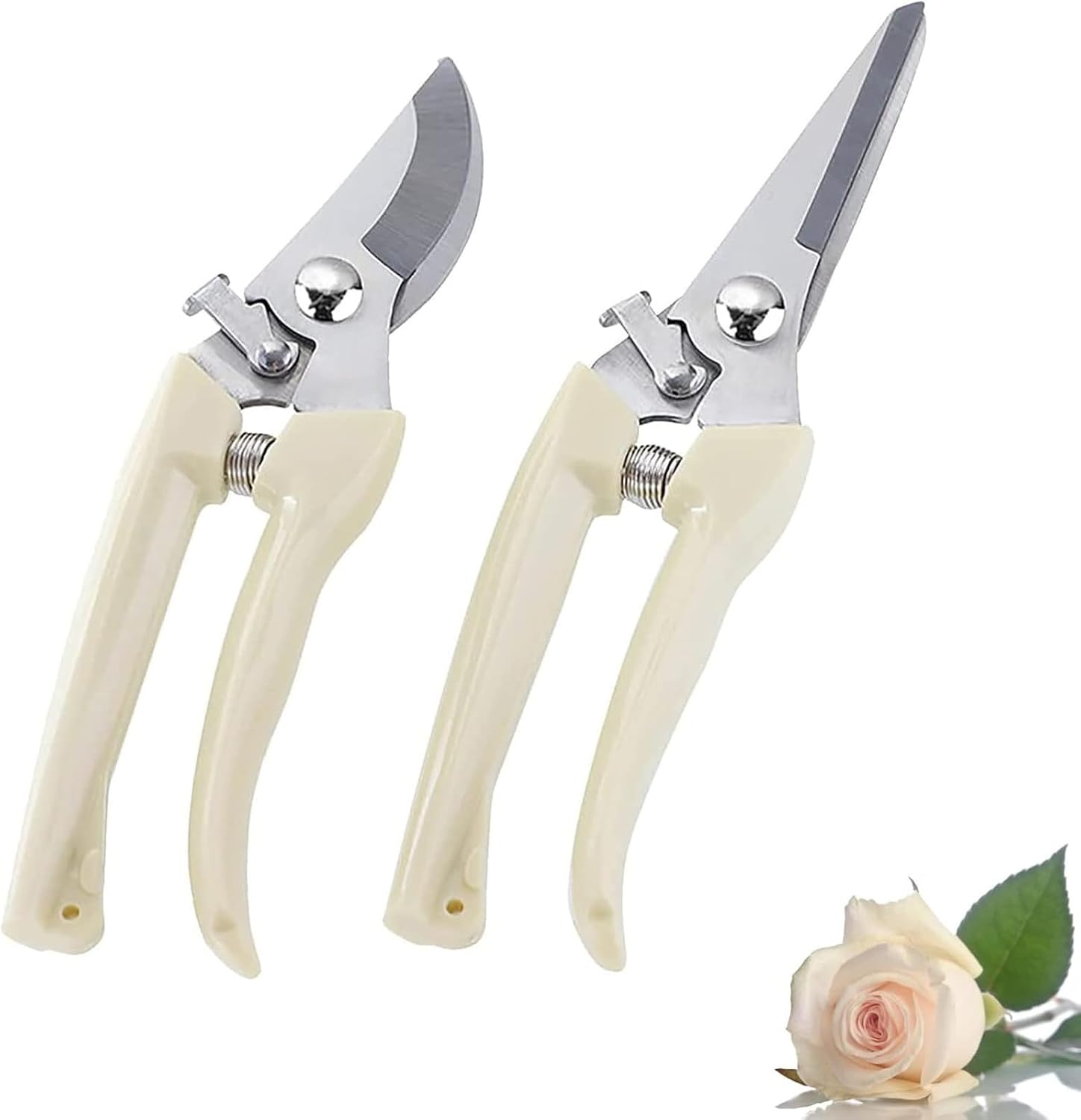 2Pcs ciseaux à fleurs en acier inoxydable avec verrouillage (Noir)