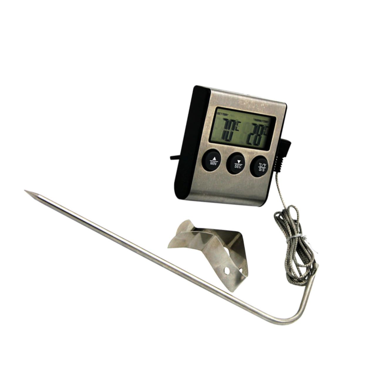 Thermomètre Inoxydable avec Clip Acier Cuisine pour Barbecue, et Four