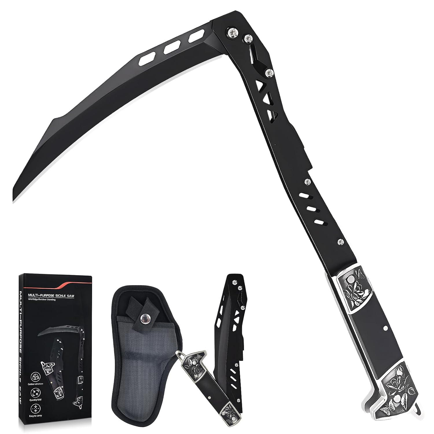 Faucille Pliante,Poignée en Bois et Lames tranchantes,Outils de Jardinage Professionnel pour Jardin,Bushcraft et Coupe de Branches,Activités de Plein air,Camping (Faucille)