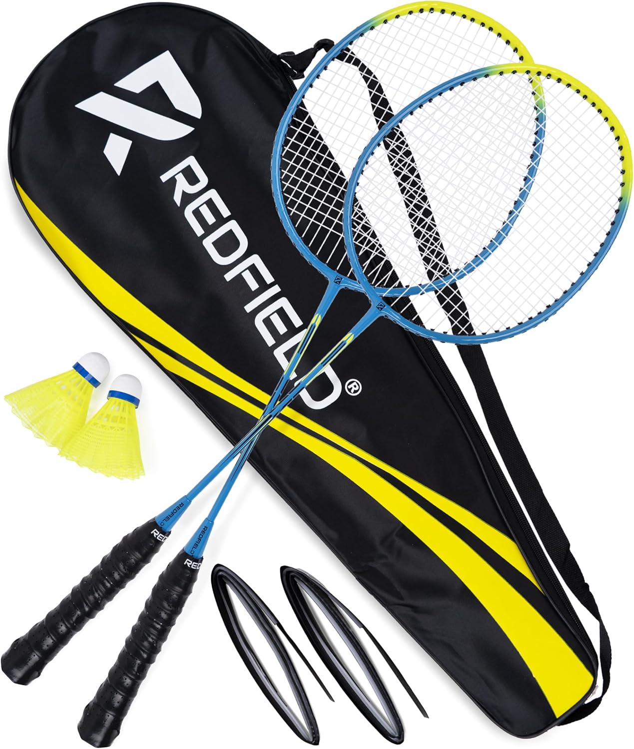 Redfield Set de Badminton - 2 Raquettes de Badminton - 2 Volants - Sac de Transport - Ensemble Complet pour 2 Joueurs Adultes - Jeu en extérieur ou en Salle