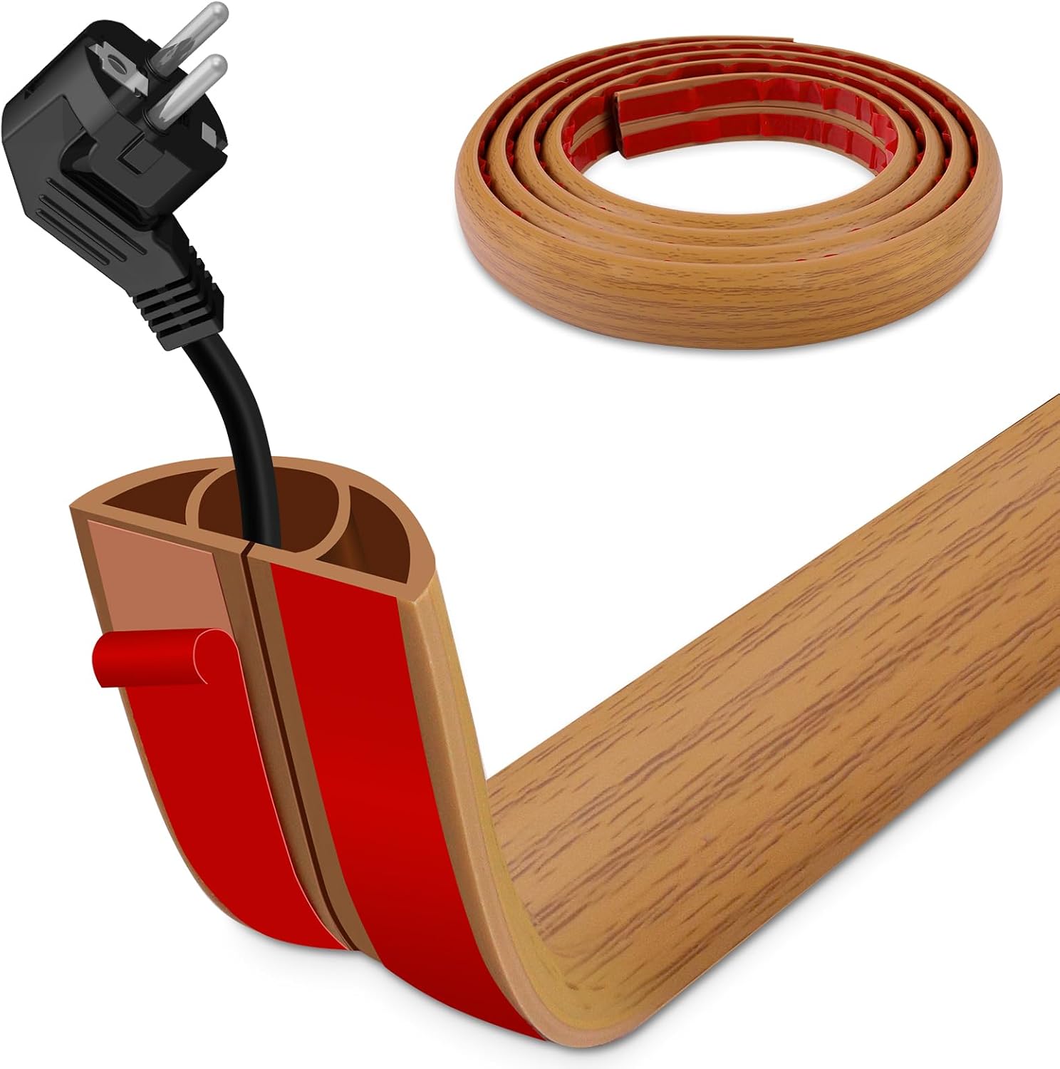 Goulotte Passe Câble Sol Adhésif en PVC Flexible (3m), Cache Câble de Sécurité Anti-trébuchement, Auto-adhésive pour Une Gestion Propre des Fils Électriques au Bureau, Maison et Événements