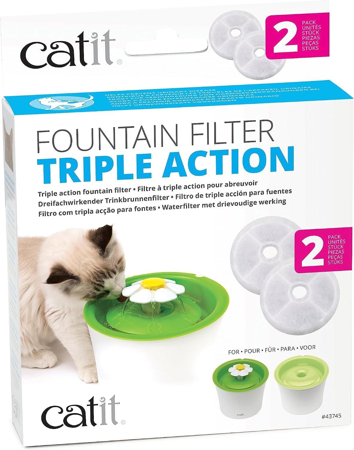 Catit Pack de 5 Filtres à Triple Action pour abreuvoir pour chat