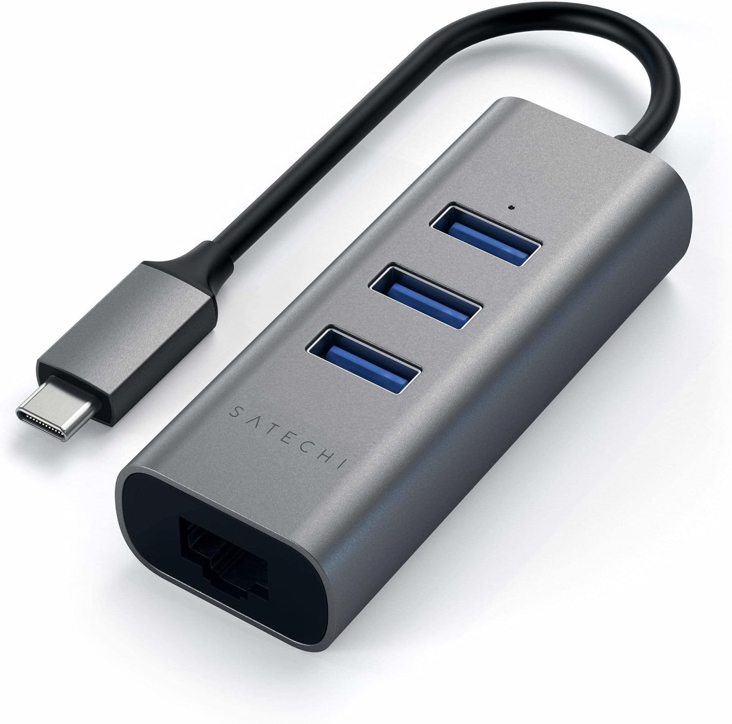SATECHI Hub USB C 2-en-1, Ethernet, 3x USB-A 3.0, Gris Sidéral