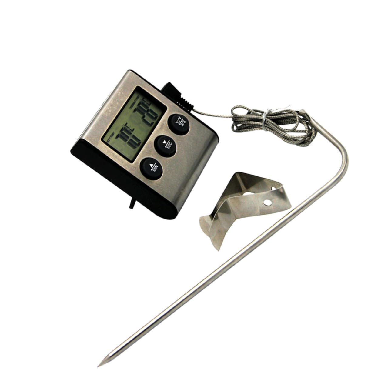 Thermomètre de Cuisson Alimentaire Barbecue et Four avec Clip, Argenté