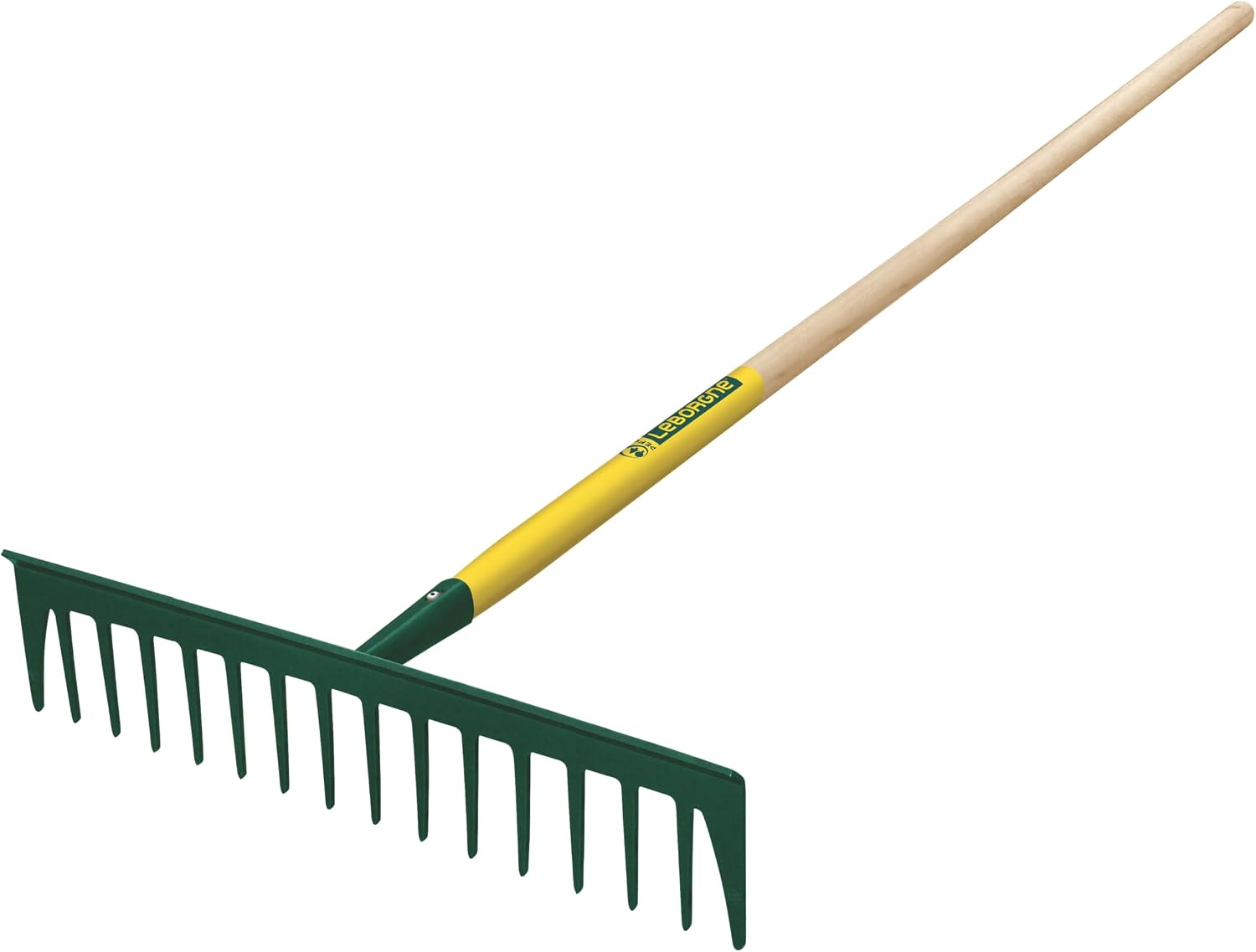 Leborgne, Râteau Forgé 16 Dents Droites Batipro, Manche en Bois Certifié PEFC 100%, Outil de Jardinage Durable et Efficace pour Entretien de Pelouse et Jardin, Idéal pour Tous les Jardiniers