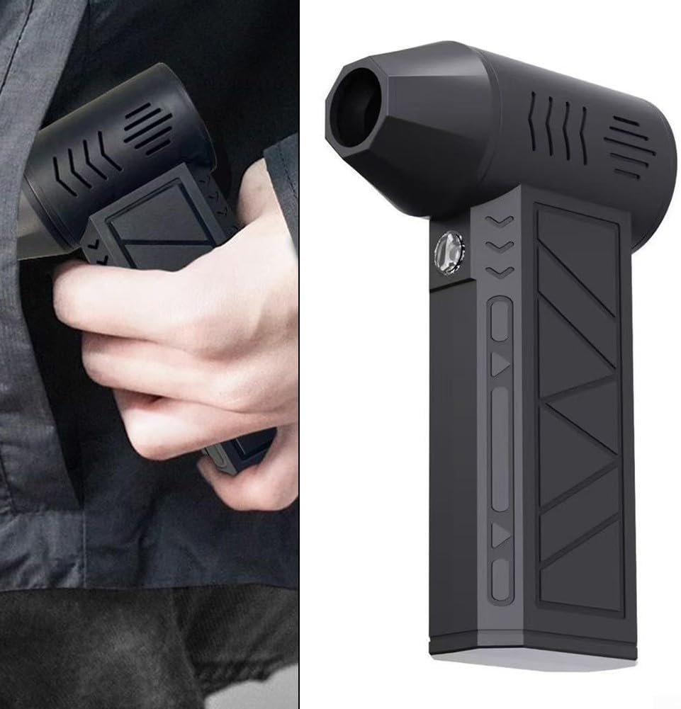 Souffleur turbo sans fil avec moteur sans balais, 130 000 tr/min, rechargeable par USB, pour nettoyage de clavier de voiture, bureau, dépoussiérage, noir (4000 mAh)