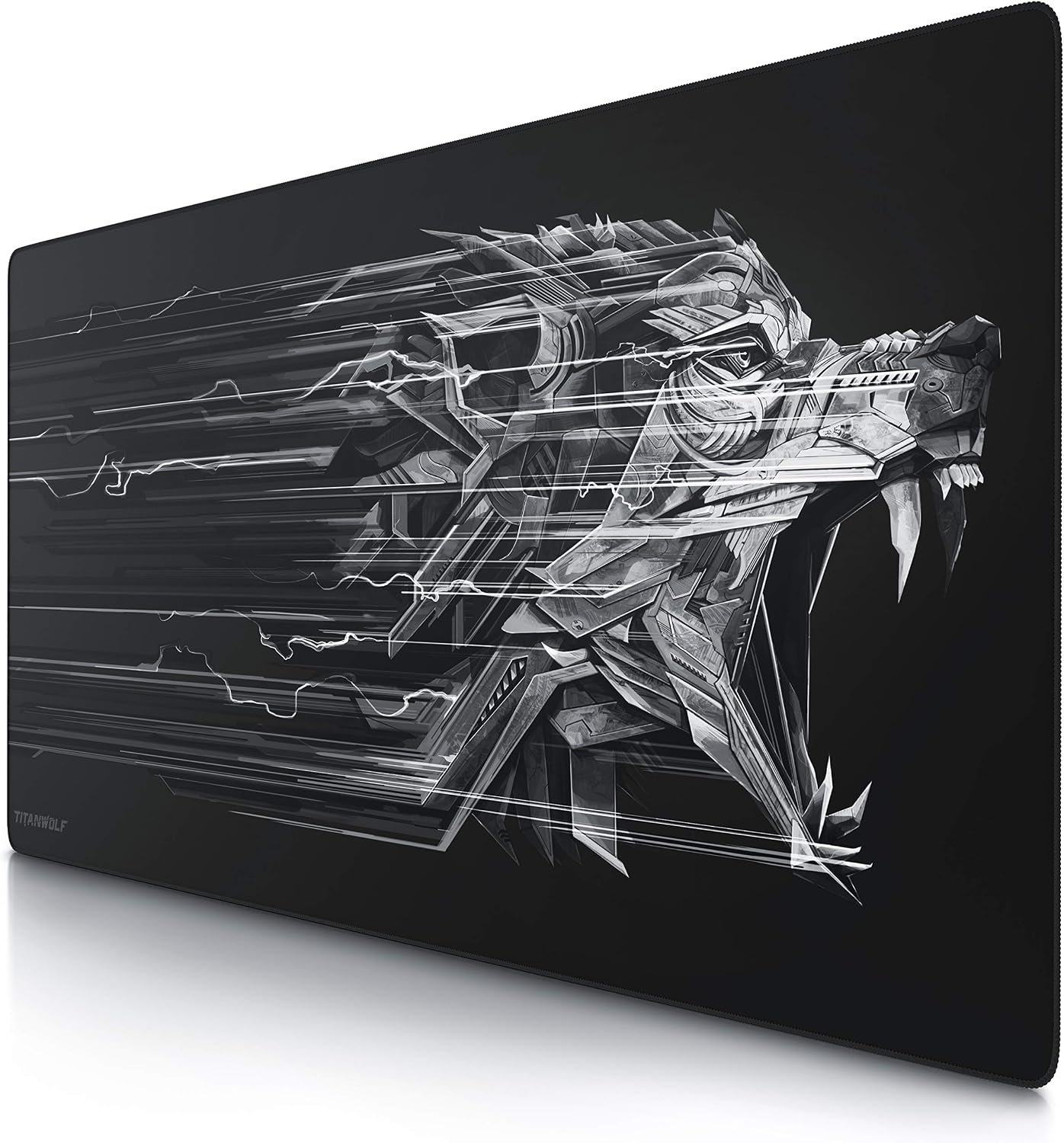 TITANWOLF - Tapis de Souris Gaming XXL 1200x600mm - Tapis de Table Surdimensionné Extra Grand XXXL – pour précision et rapidité - pour Souris et Clavier Roccat Razer Logitech - Noir