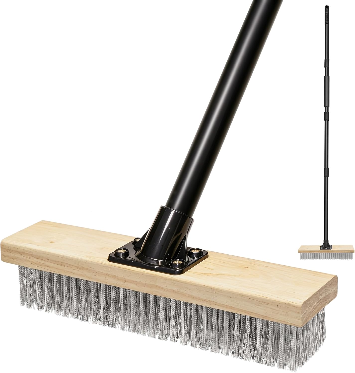 JEHONN Balai Brosse Exterieur Acier Inoxydable avec Manche de 148 cm