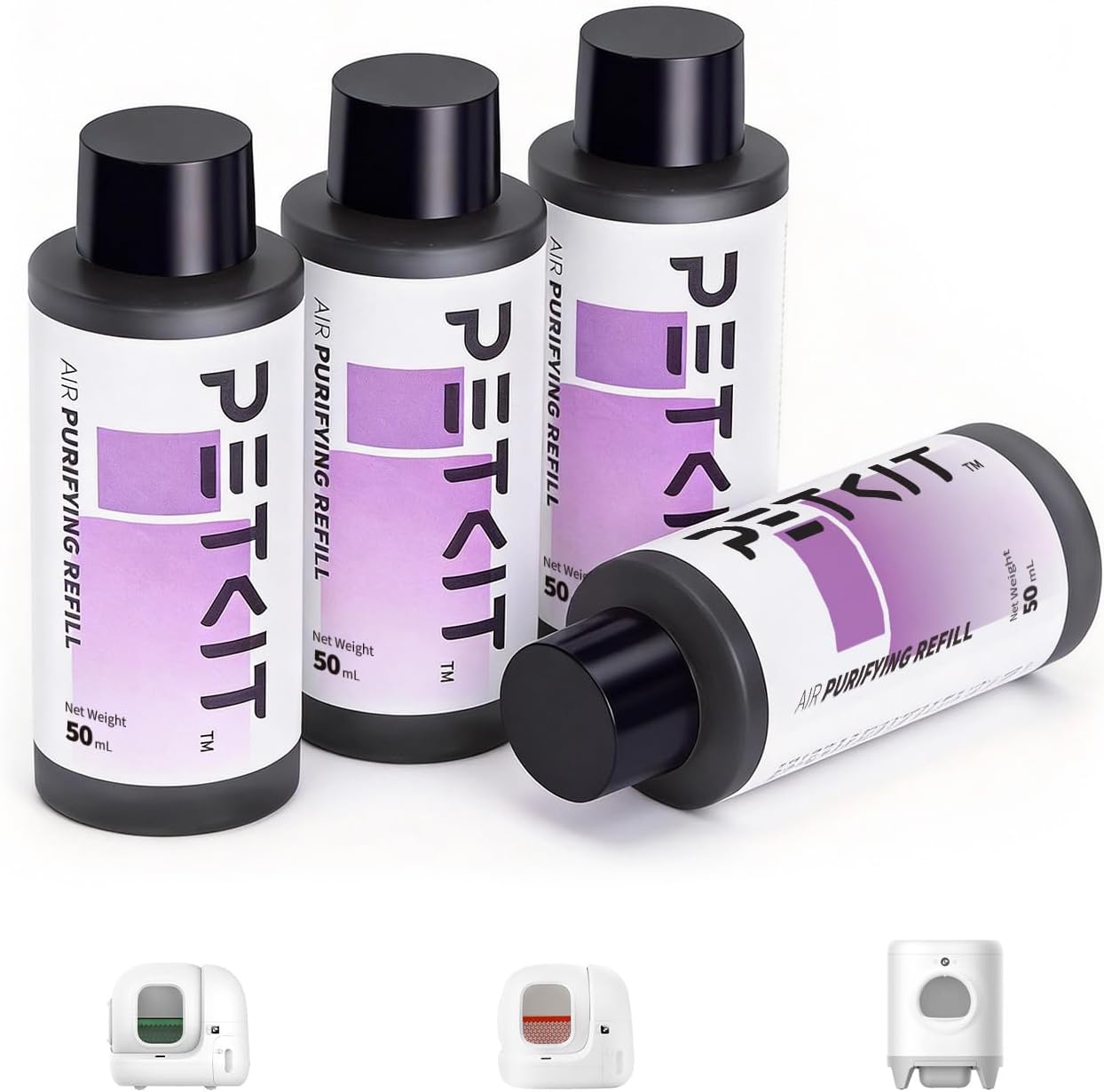 PETKIT Recharges Purifiantes pour éliminer Les Odeurs, pour PuraX PuraMax 2 Litière Autonettoyante pour Chats,4 flacons