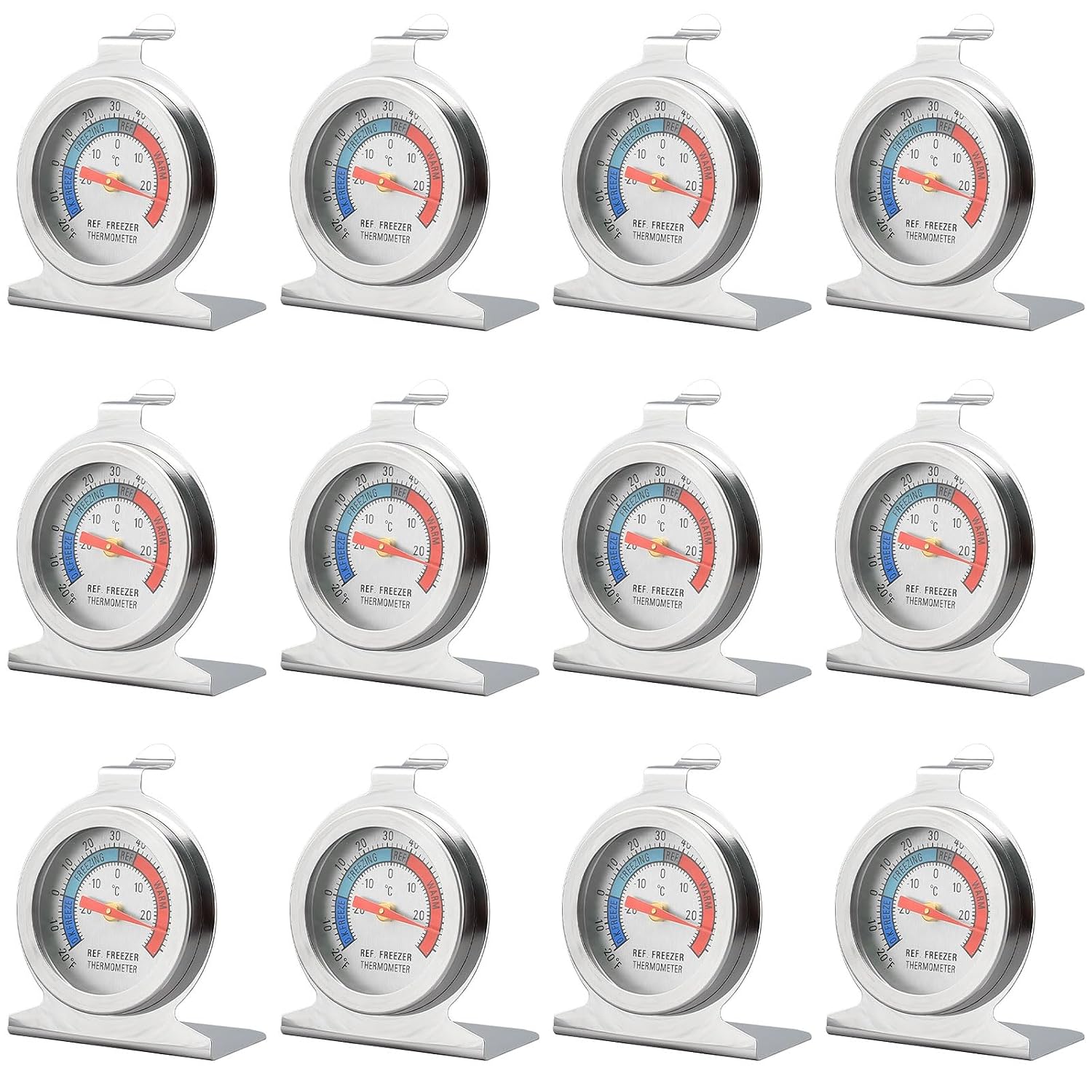 Lot de 12 thermomètres analogiques frigo et congélateur -30 à 30 °C