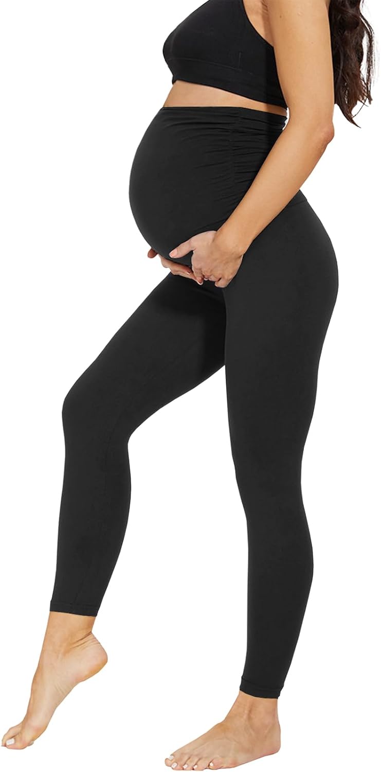 AMIYOYO Legging de grossesse pour femme, taille haute, opaque, extensible, doux, mode de maternité, pour femmes enceintes