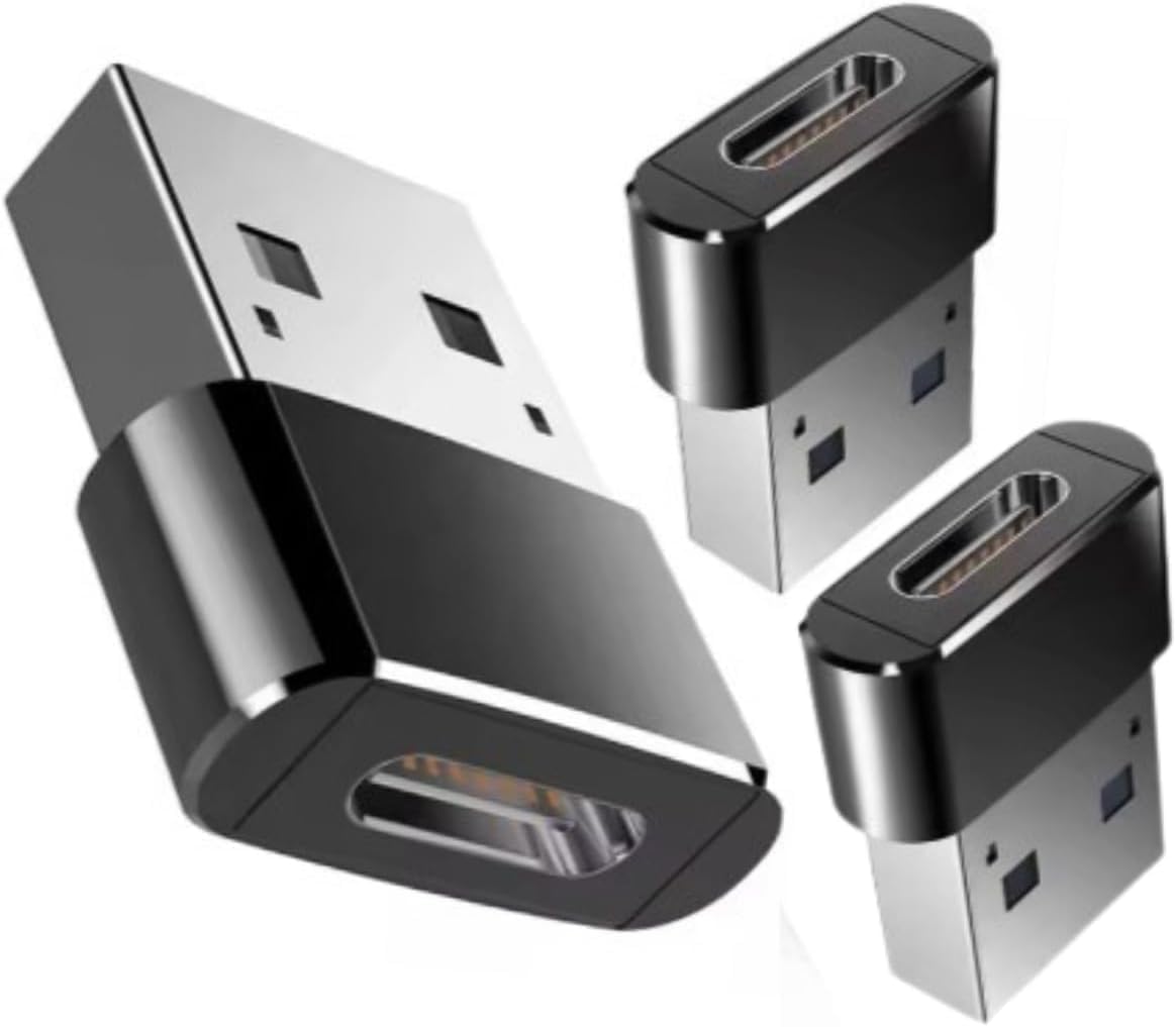 Adaptateur USB C vers USB A, Lot 3, Charge Rapide, Aluminium