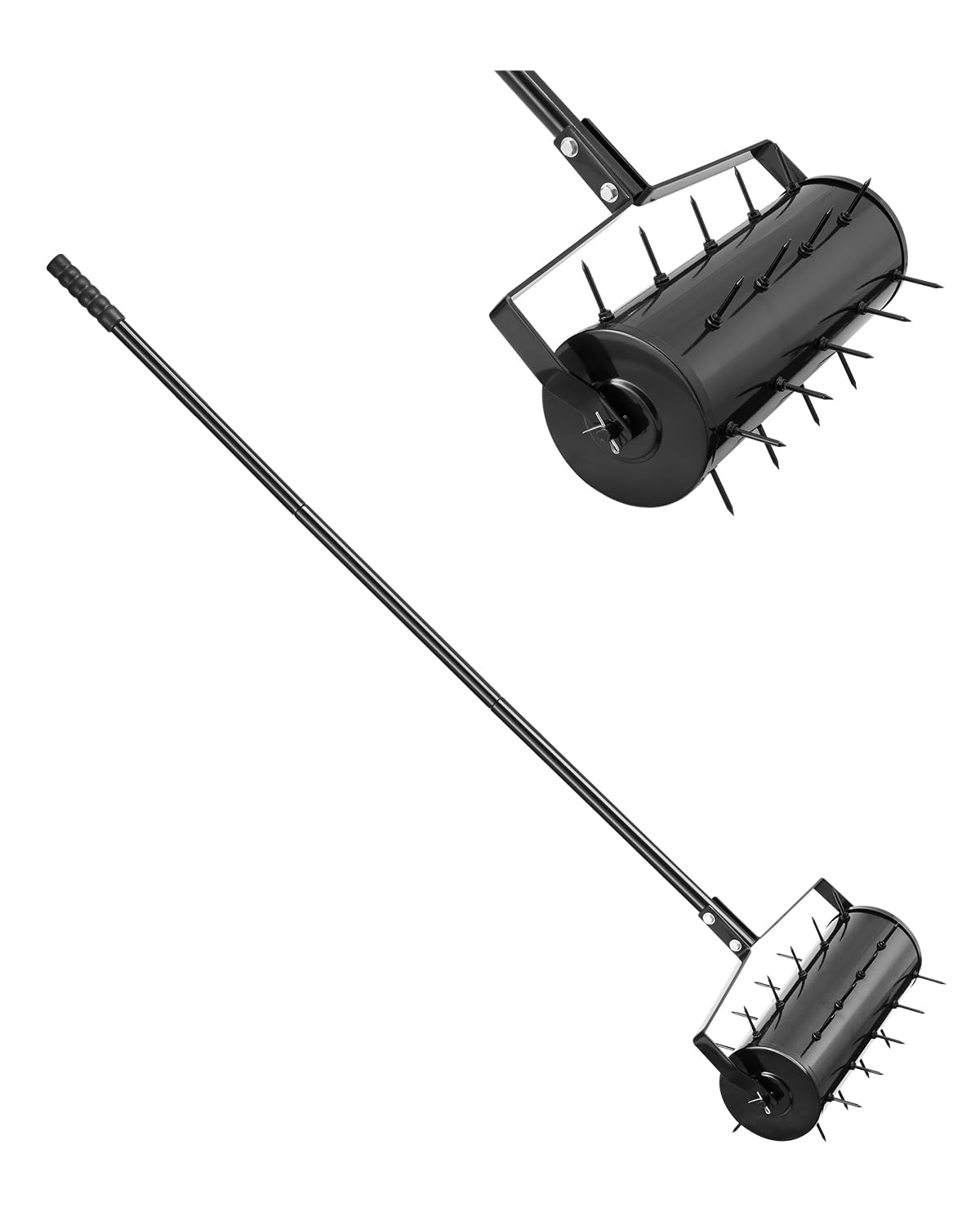 VEVOR Aérateur de Pelouse Roulant, 457,2 mm, Aérateur de Gazon Manuel Robuste avec Poignée Amovible, 27 Pointes en Fer, Outil d'Aération de Terrasse Roulant pour Jardin, Cour, Pelouses Compactés, Noir