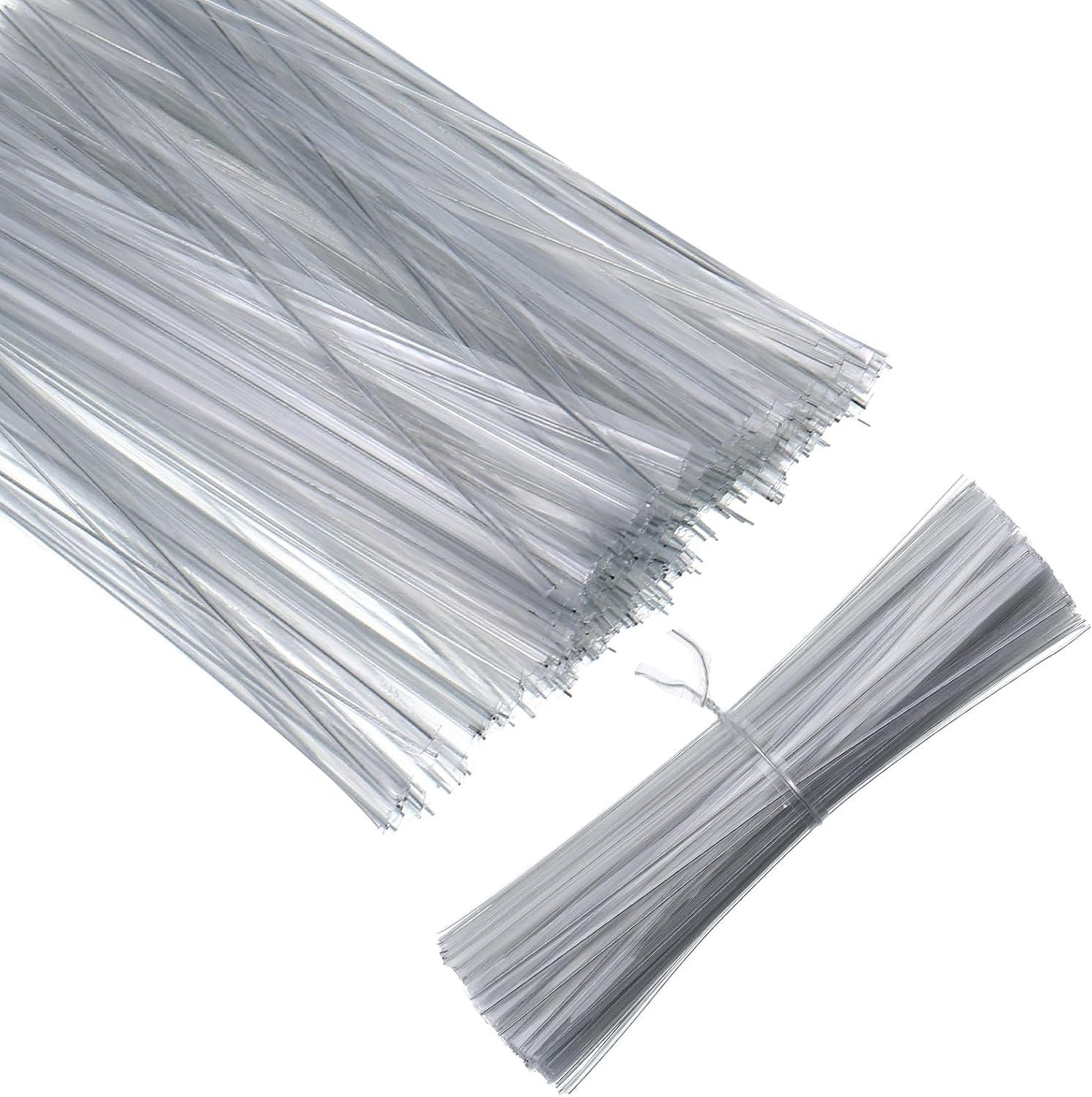 Thinp Lot de 1 000 attaches torsadées transparentes de 10,2 cm en fil métallique réutilisables pour sacs en plastique, pain, sacs de café, emballages cadeaux, bandes d'attache pour plantes de jardin