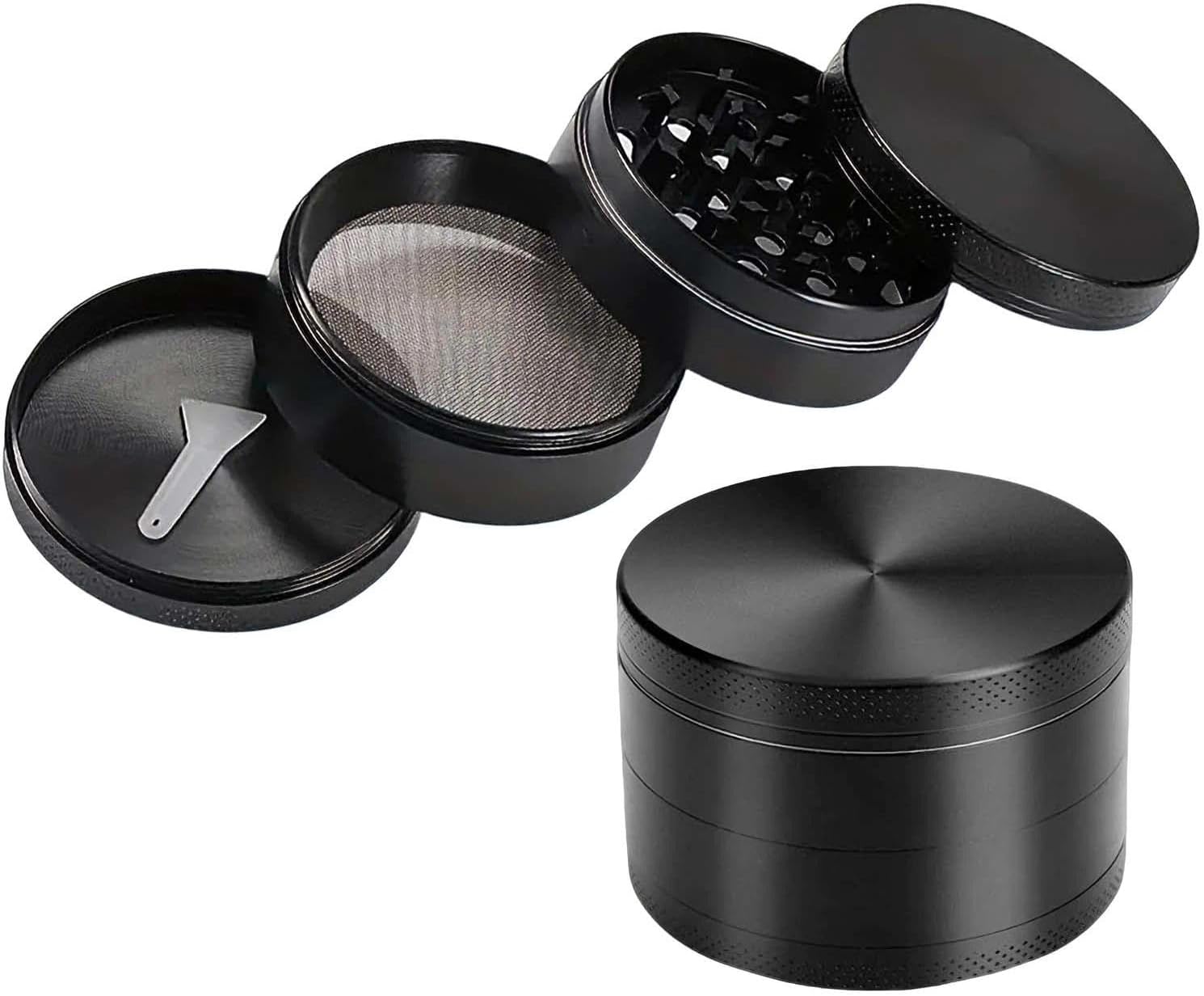 Grinder, Broyeur d'herbes, Grinder Moulin à Épicé en Zinc Alliage, Metal Hand Grinder avec tamis et dessus magnétique pour Le Broyage D'herbes Épices Plantes Feuilles