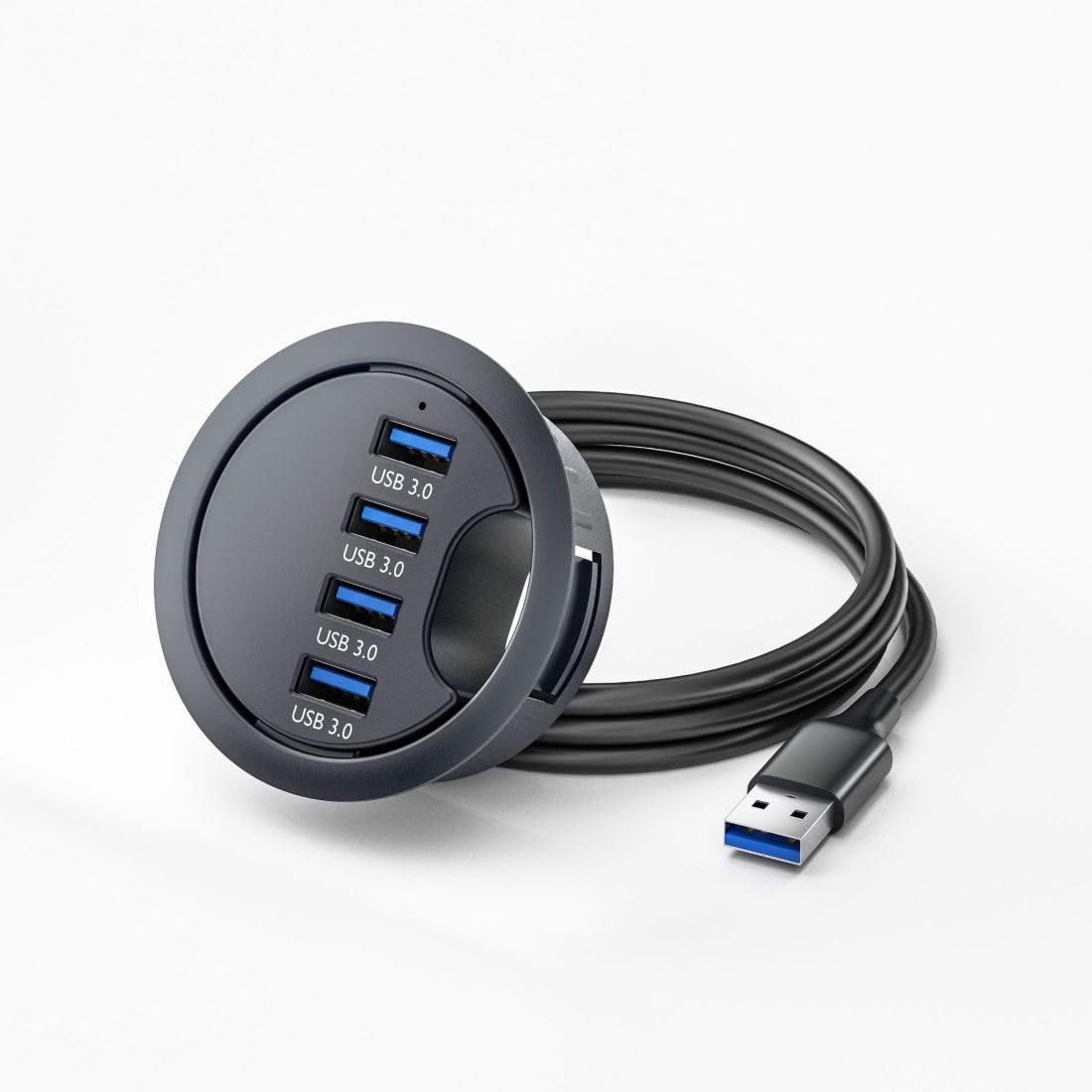 ChenYang Hub USB 3.0 de montage encastré pour ordinateur, hub USB 3.0 à 3 ports avec trou de bouton de 60 mm (2,36 pouces) et port lecteur de cartes SD/TF