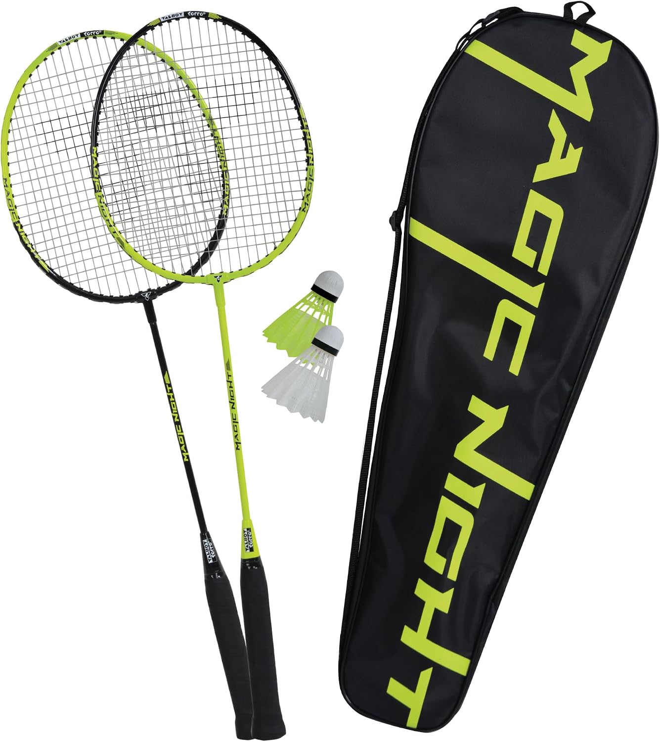 Talbot Torro Set de Badminton Magic Night, 2 Raquettes et 2 Volants avec LED, pour Jouer pour la Nuit, Dans un Sac, 449405