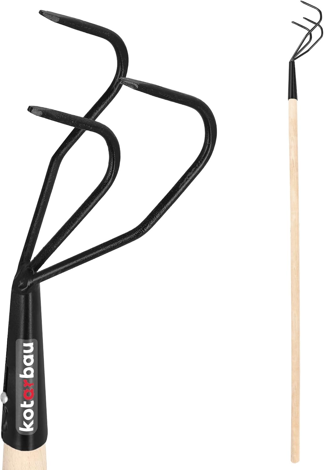 KOTARBAU® Cultivateur à Main avec 3 Dents Griffe de Jardin en Acier avec Manche en Bois 125 cm Accessoire de Jardinage Outil de Jardinage Accessoires de Plantation