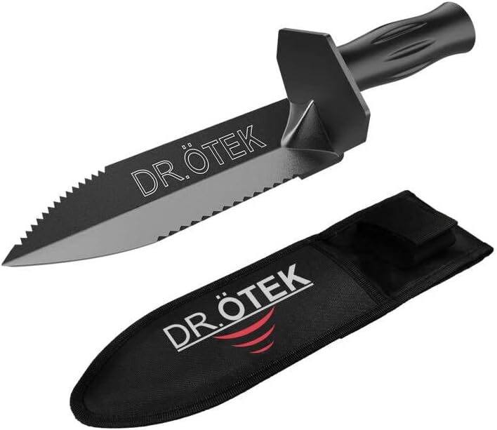 DR.ÖTEK Pelle pour Détecteur de Métaux, Outil de Fouille Robuste à Double Dentelure, Pelle de Jardinage avec Étui de Transport, pour Jardinage, Camping, Aménagement Paysager, Chasse au Trésor