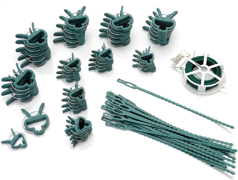 TERRE JARDIN Kit Attaches Plantes 71 Pièces - Clips, Fil et Liens Réglables