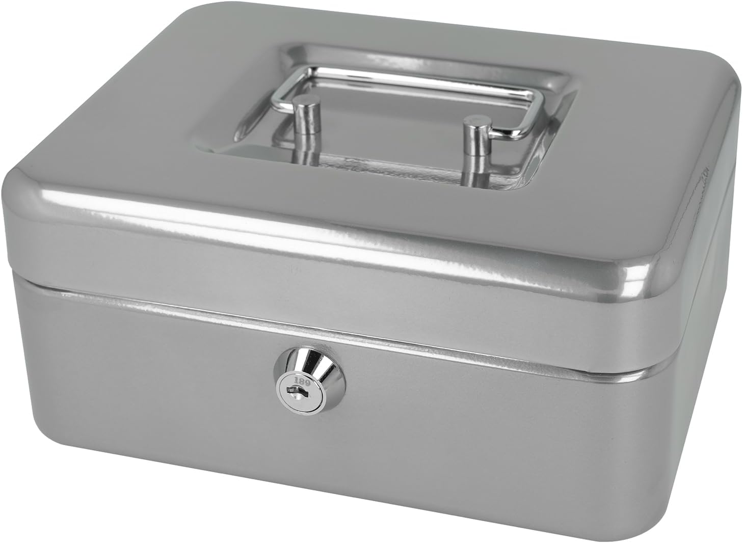 Westcott Caisse à monnaie verrouillable (compacte, 15 cm) Noir | Boîte verrouillable en tôle d'acier avec 2 clés | Plateau amovible pour pièces de monnaie avec 6 compartiments | E-51000 BLACK