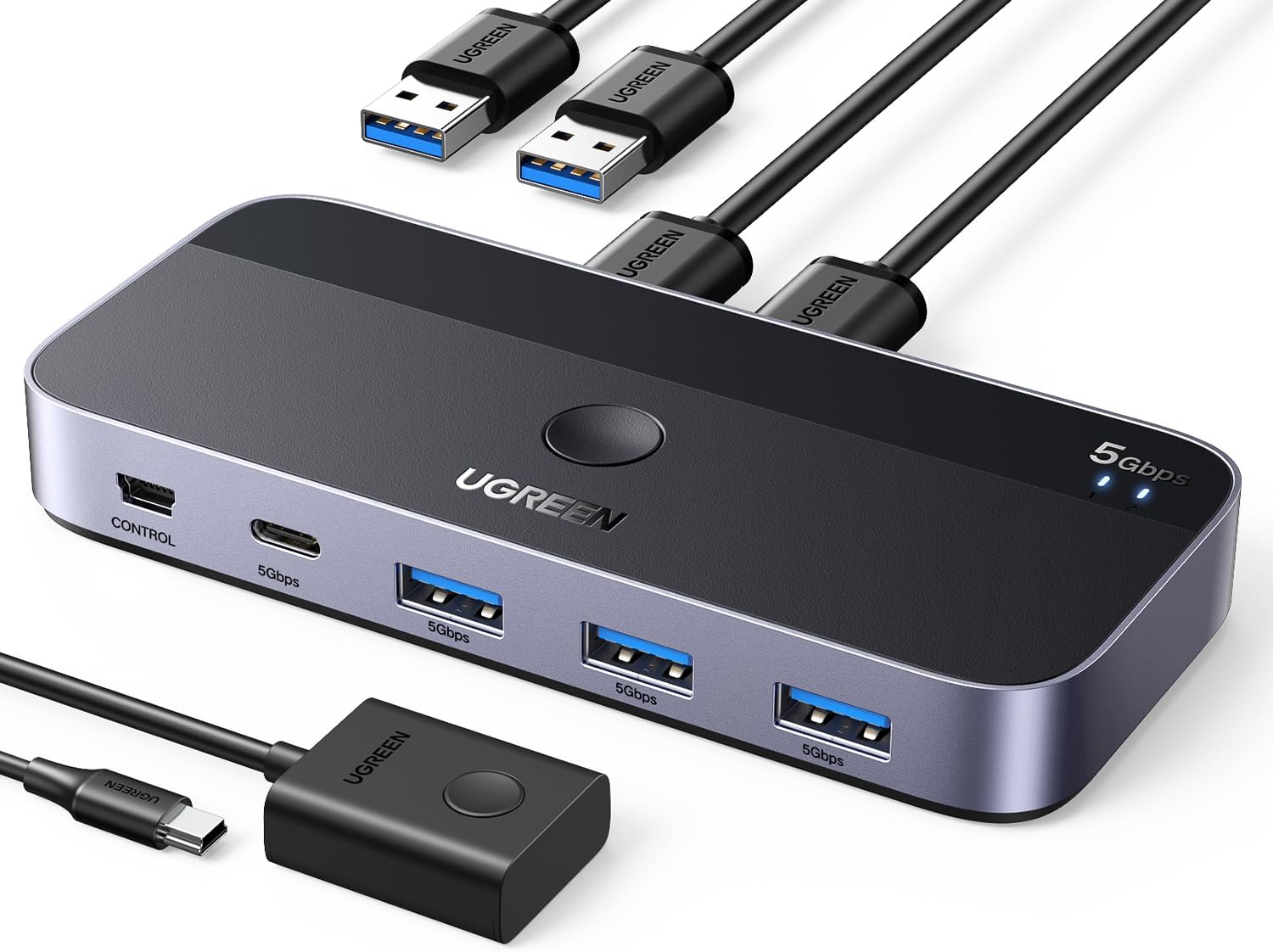 UGREEN Switch USB C 3.0 Commutateur KVM 2 PC Entrées 4 Sorties