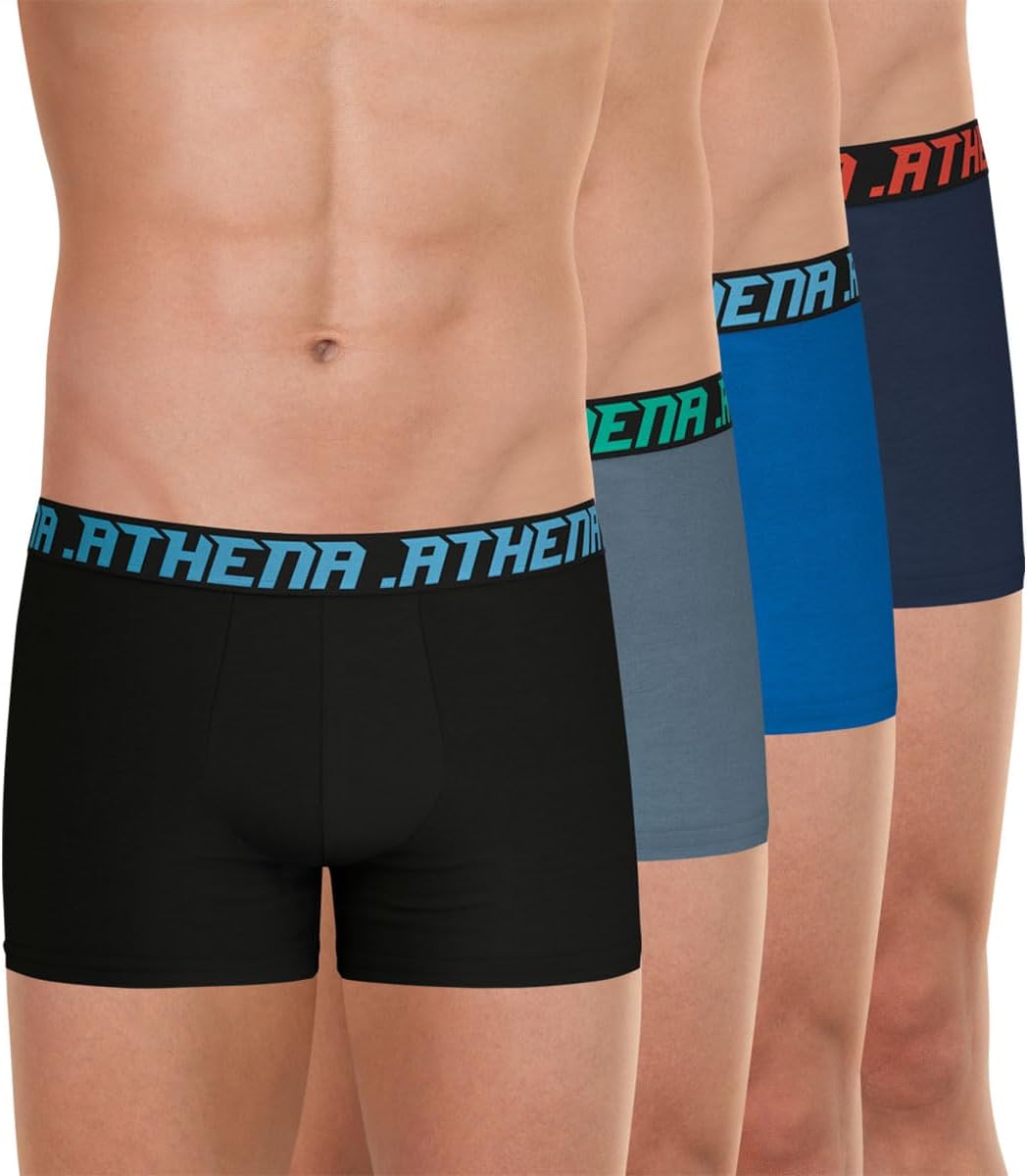 Athena - Lot de 4 Boxers Homme My Petit Prix - Coton Stretch - Label Oeko-TEX® Standard 100