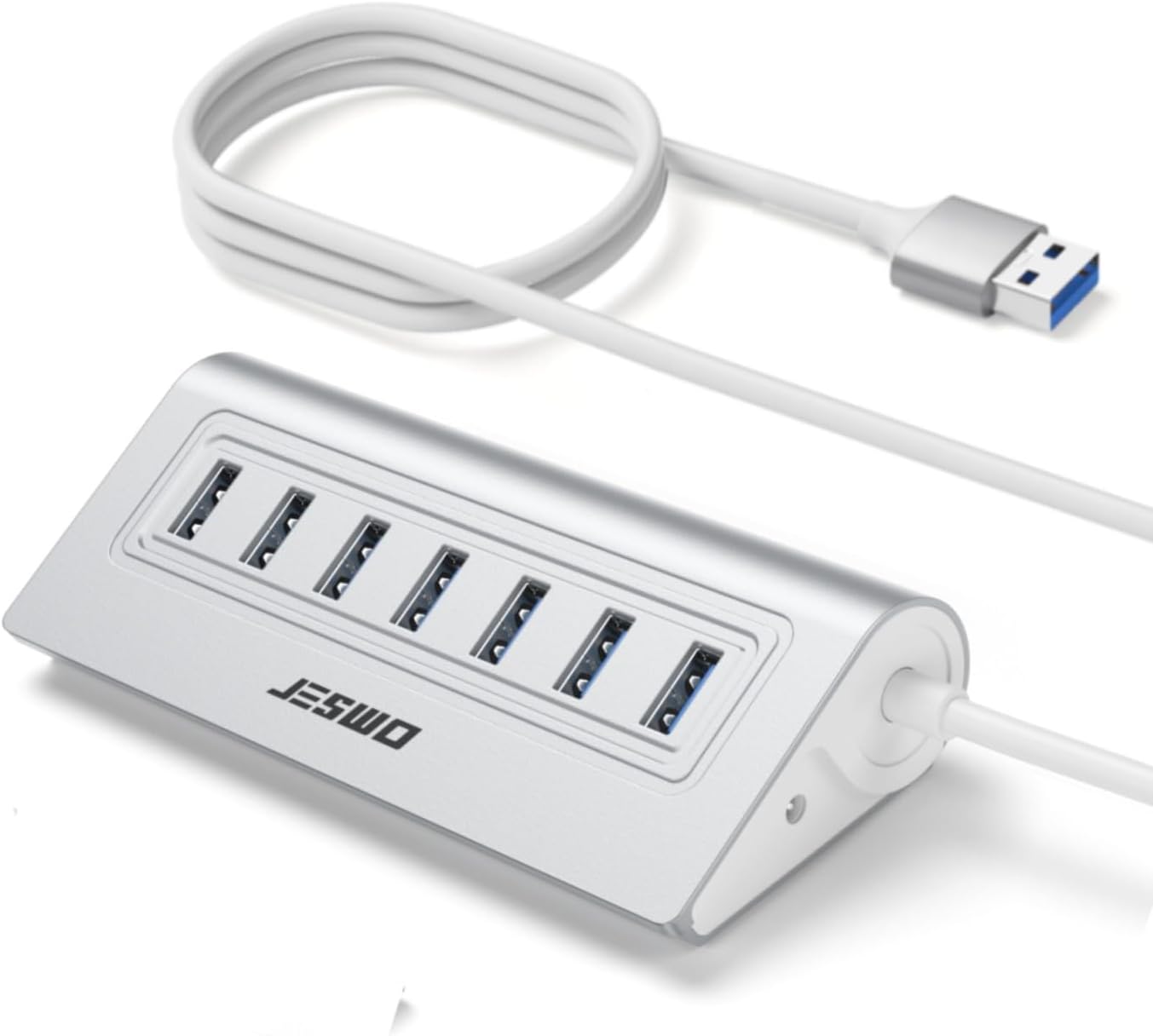 Hub USB 3.0 à 7 ports pour bureau [câble de 100 cm de long] – Hub d'extension USB en aluminium avec port d'alimentation 5 V/4 A, adaptateur multiport 5 Gbit/s pour ordinateur de bureau, PC, ordinateur
