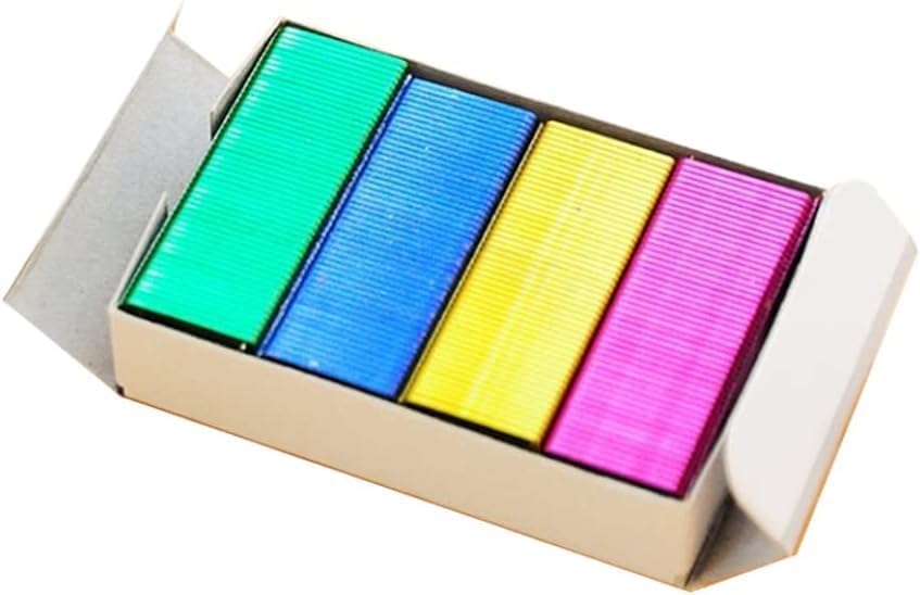 Lot de 800 mini agrafes de couleur pour bricolage - Recharges d'agrafes de livre standard - Mini agrafes de couleur (24/6 mm), mini agrafes colorées, fournitures de bureau, agrafeuses et perforatrices