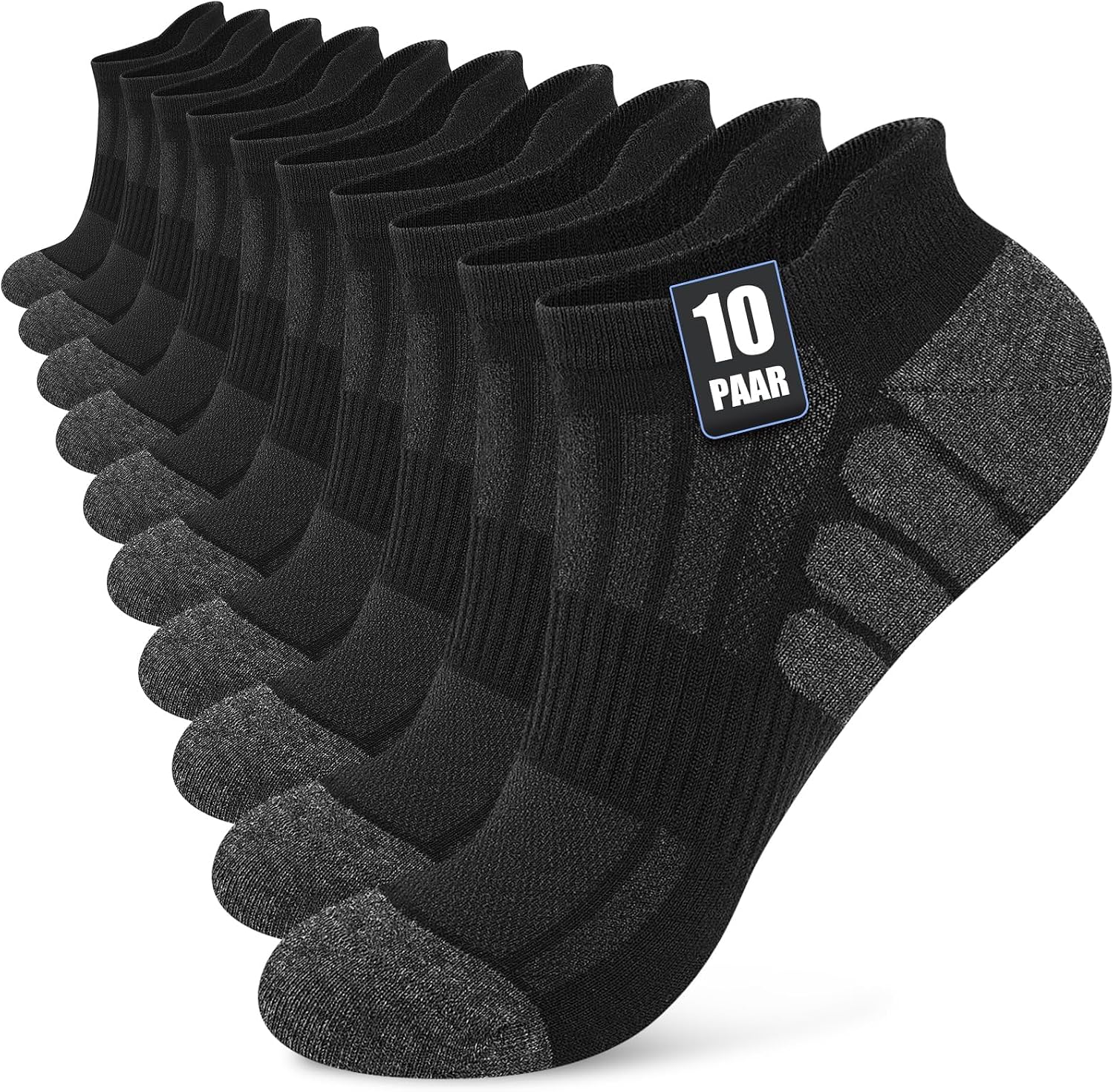 10/20 Paires Chaussettes Homme Femme, Socquettes Homme en Coton Respirant, Chaussettes Basses Homme Confortables avec Filet Respirant pour Running, Sport