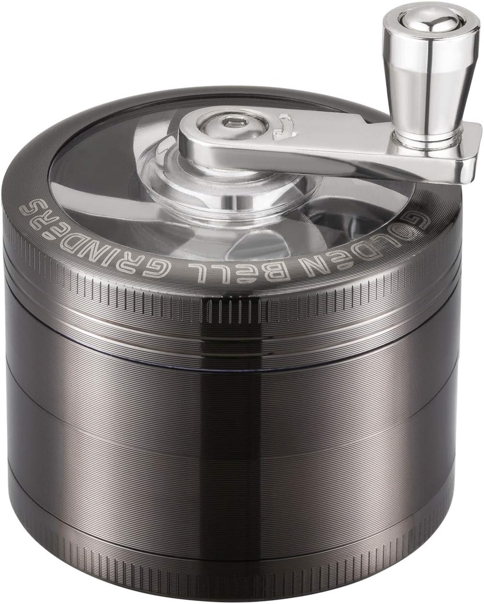 LIHAO Grinder Moulin a Herbes Epices en Zinc Alliage, 5.3cm 4 Pieces avec Manivelle-Nickel Noir